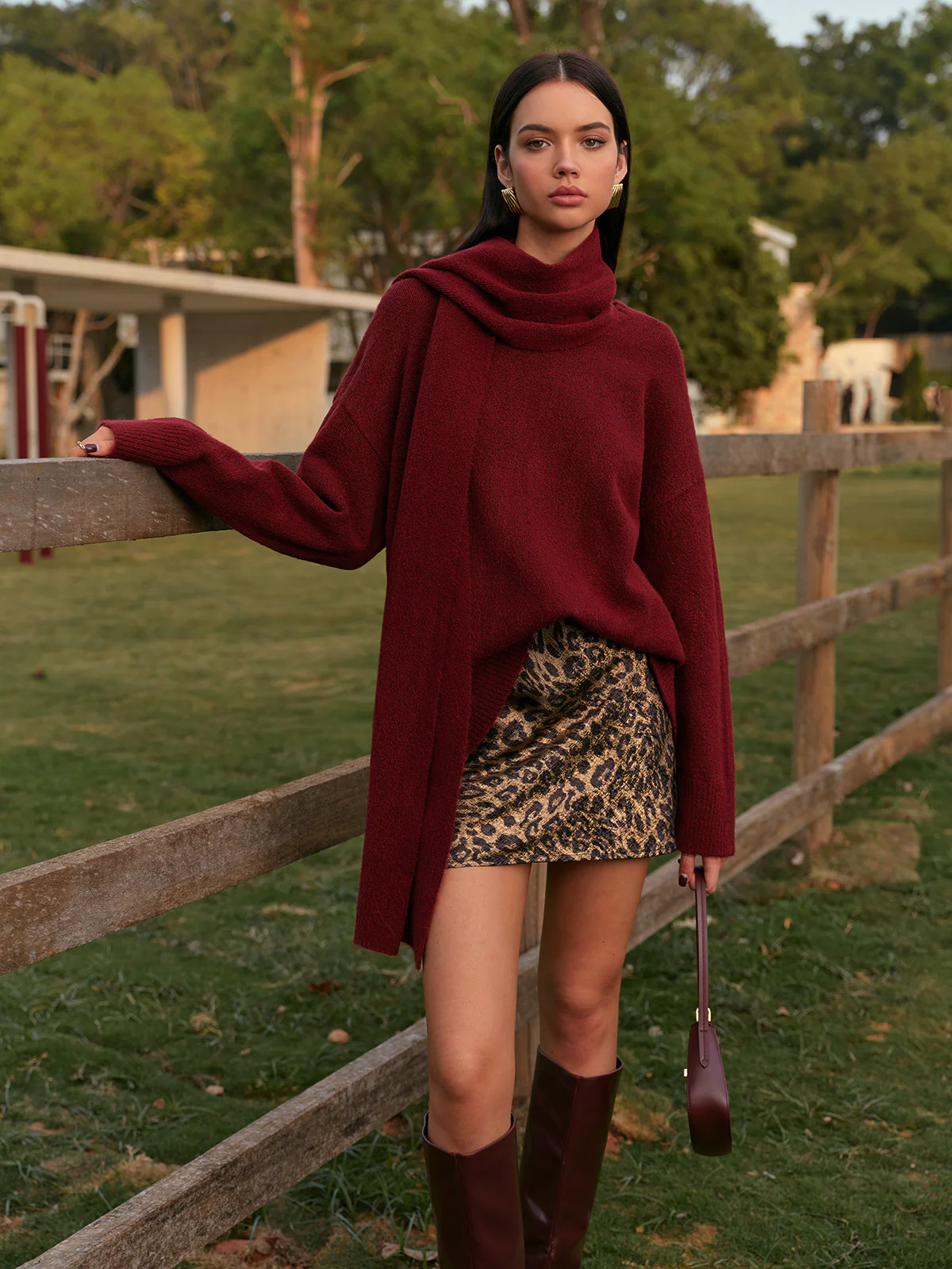 Plain Shift Sweater With Matching Scarf - Image 3