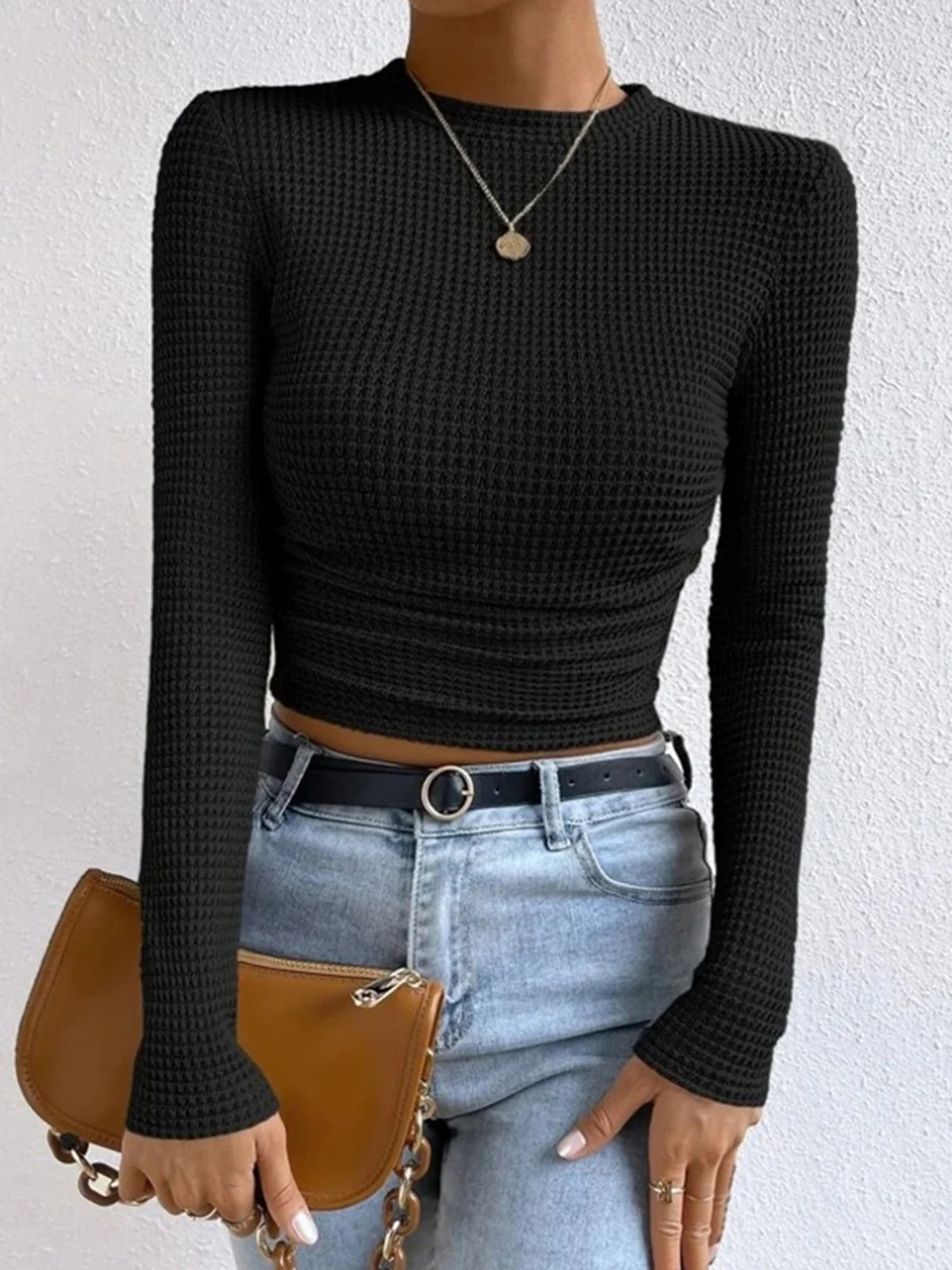 Plain Waffle Slim Sweater - Image 8