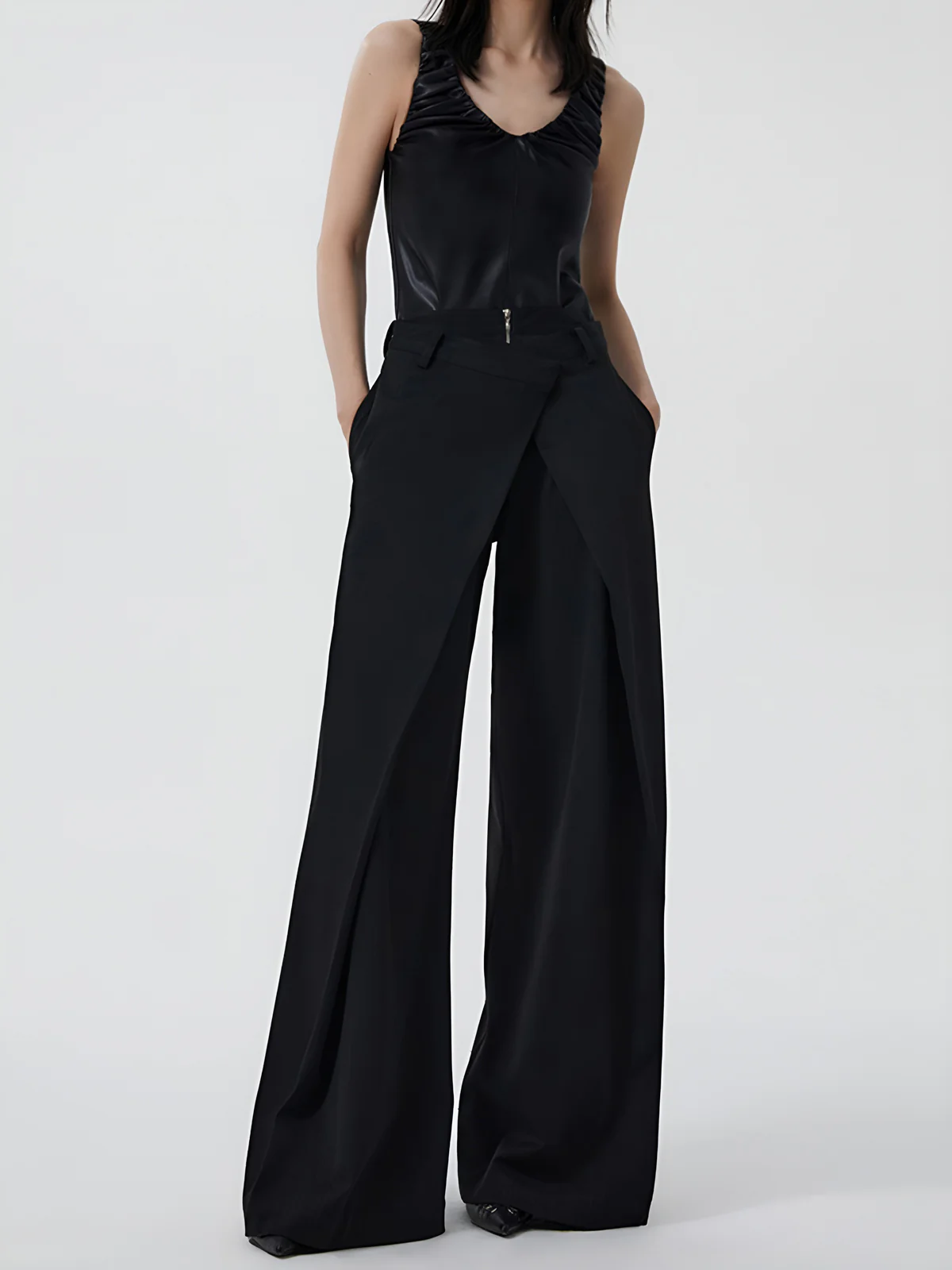 Plain Zipper Design Pants - Image 3