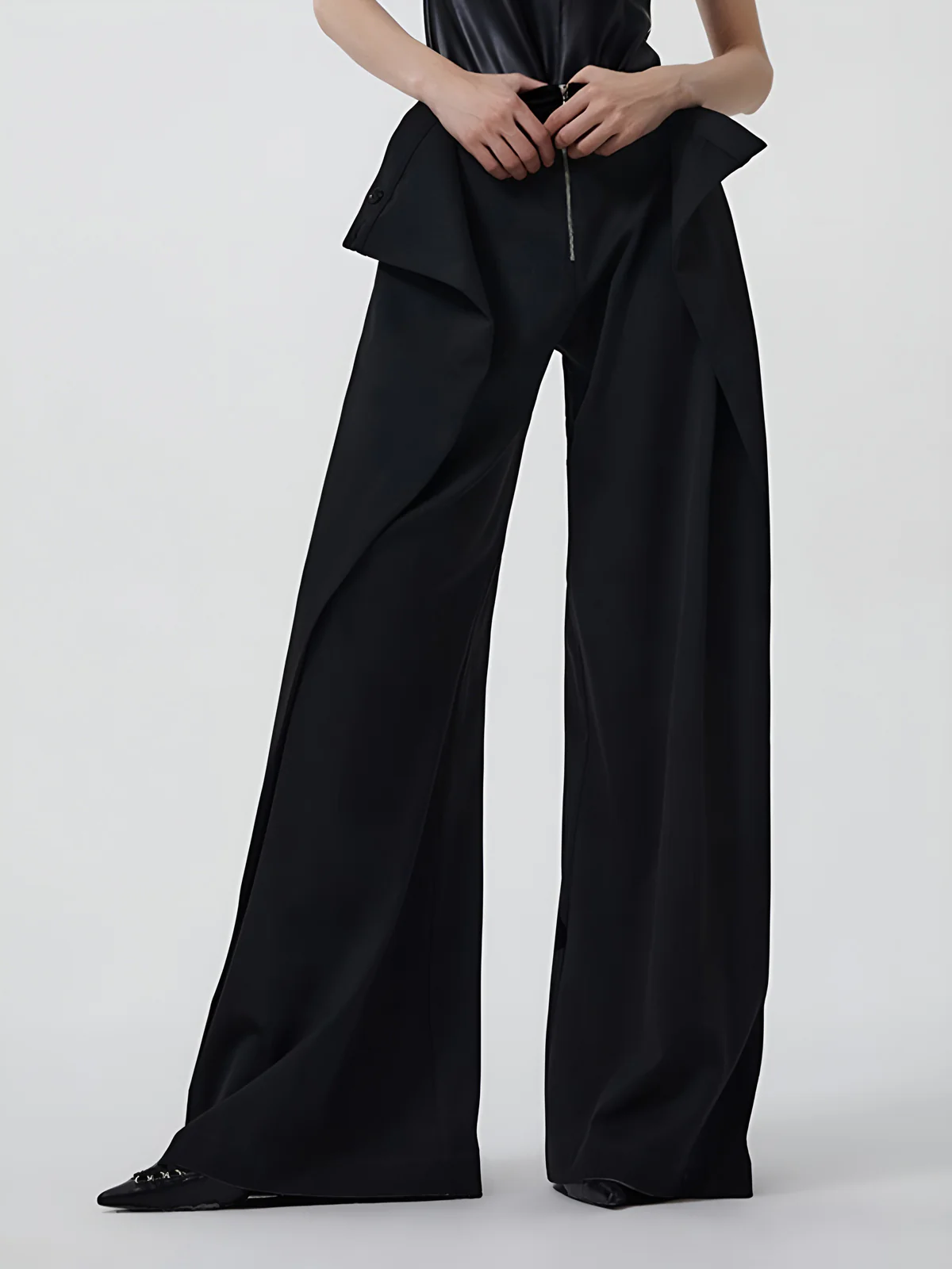 Plain Zipper Design Pants - Image 4