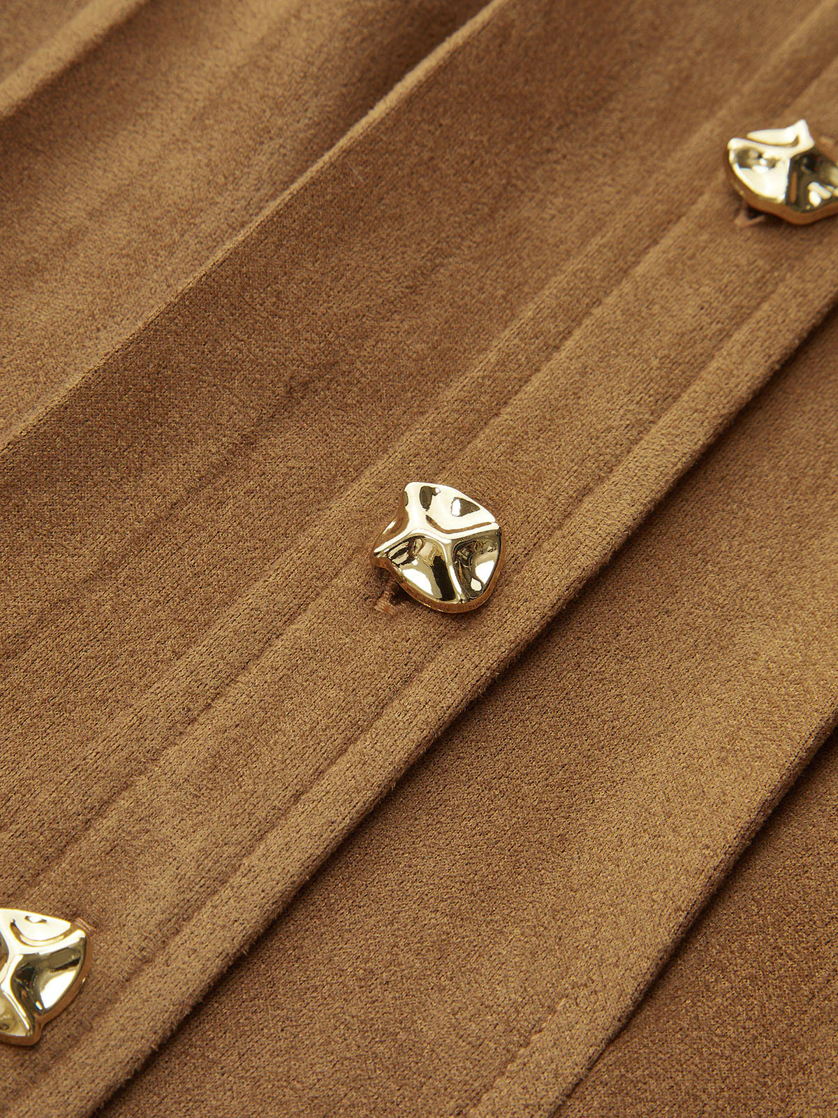 Pleat Collared Suede Effect Shirt - Image 5