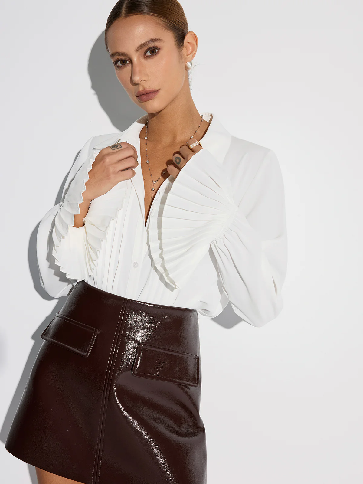 Pleated Bell Sleeve Shirt - Image 2