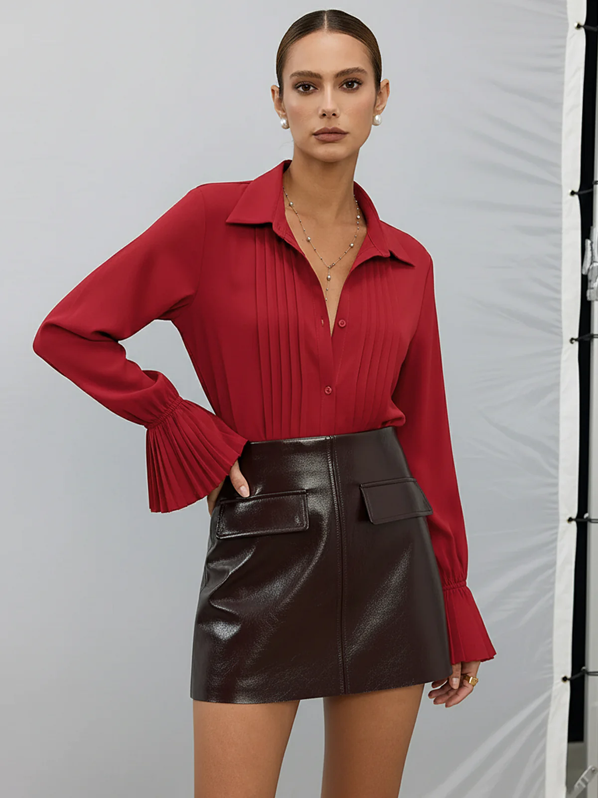 Pleated Bell Sleeve Shirt - Image 8