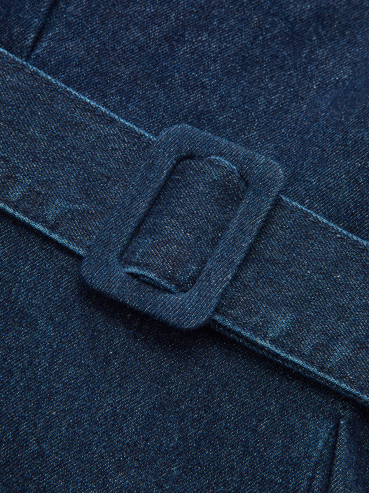 Pleated Belted Denim Peplum Top - Image 4