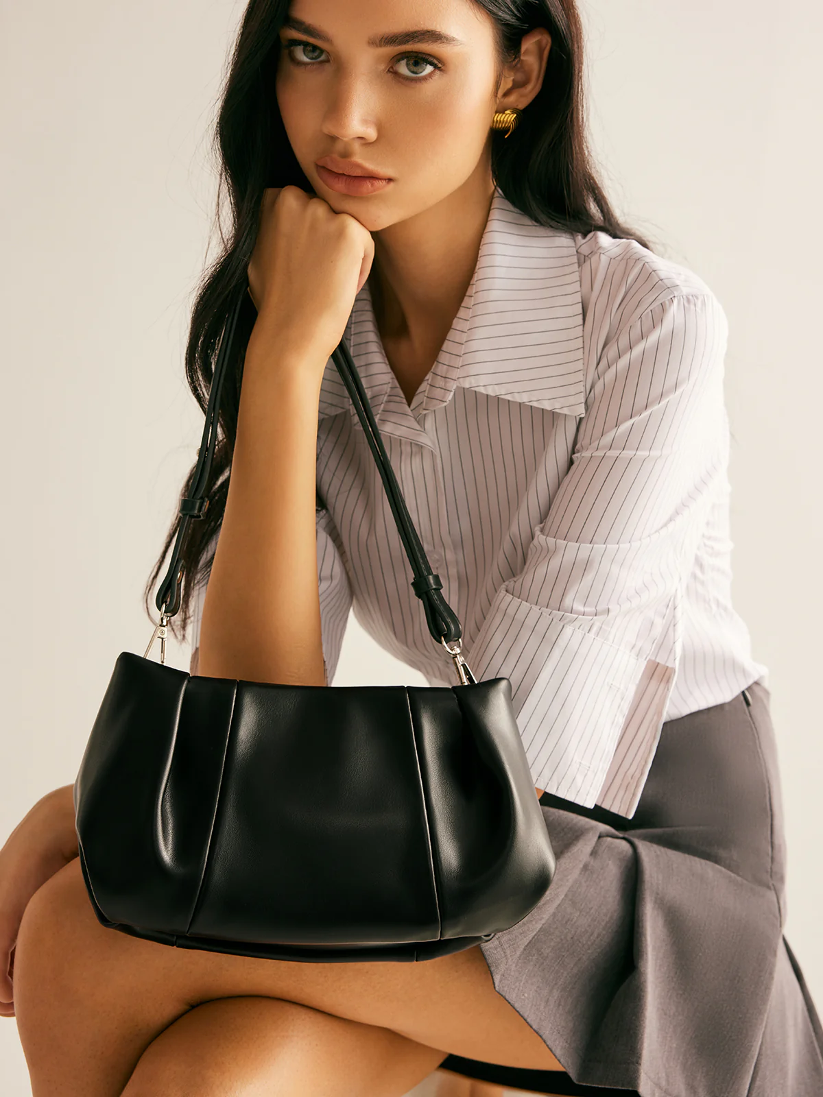 Pleated Cloud Shoulder Bag - Image 2