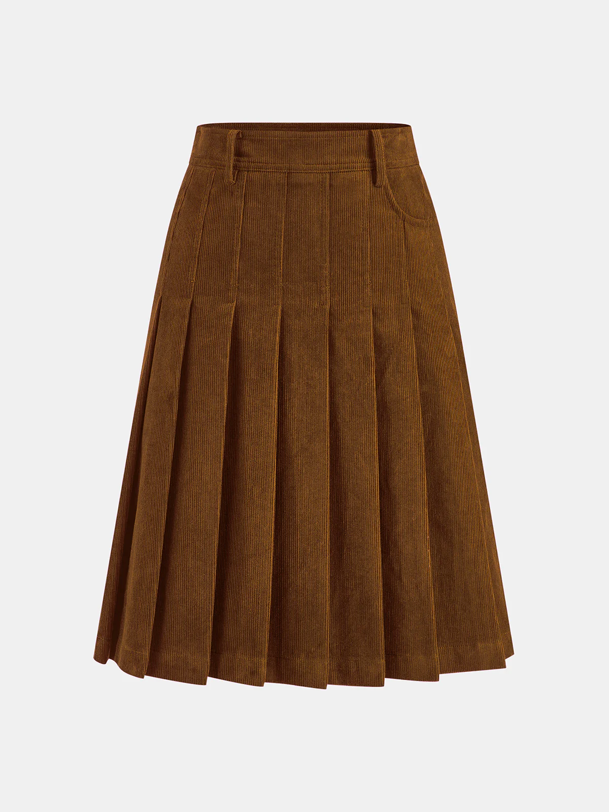 Pleated Corduroy Midi Skirt - Image 8