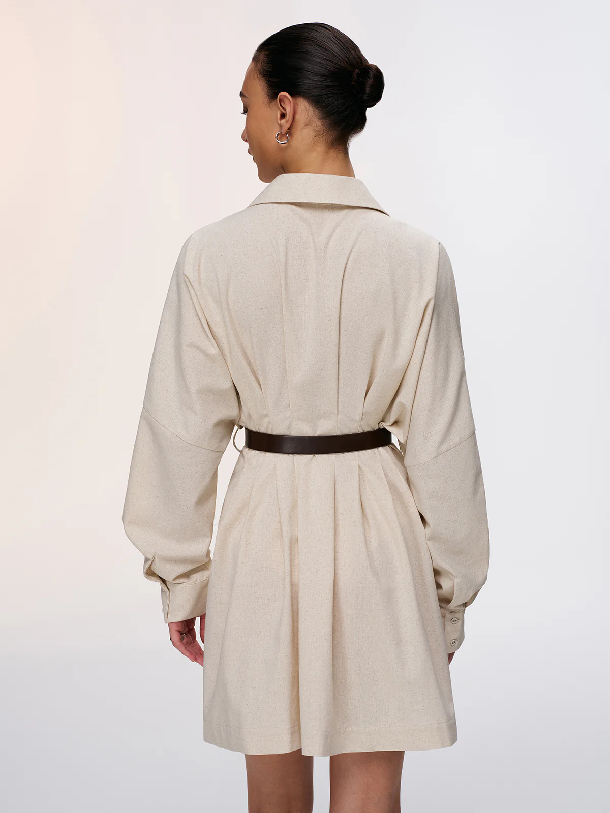 Pleated Cotton-Linen Belted Shirt Dress - Image 5