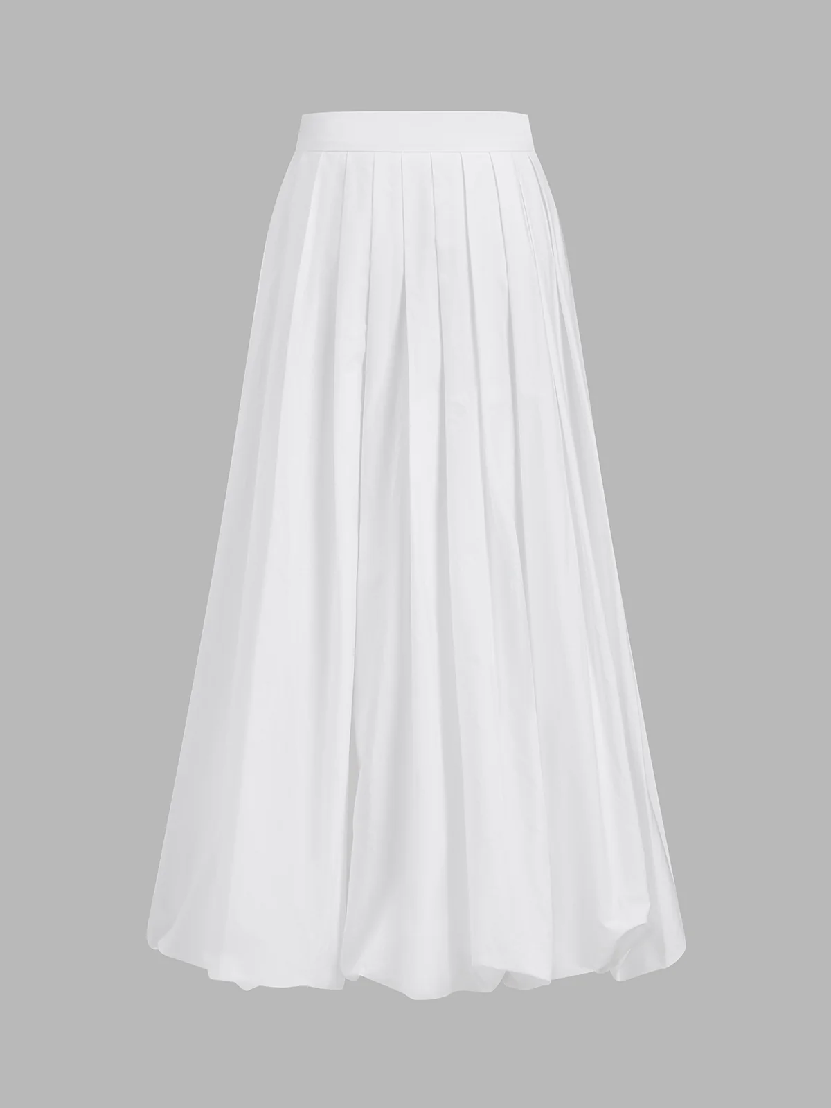 Pleated Cotton Mid-Waist Midi Skirt - Image 2