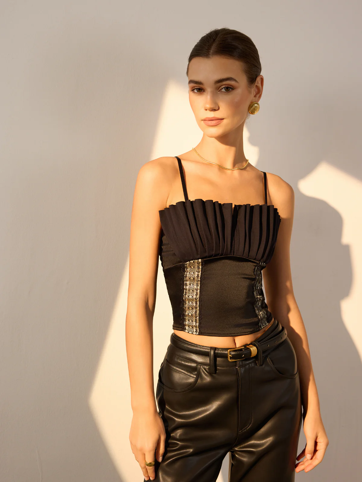 Pleated Crop Cami Top - Image 3