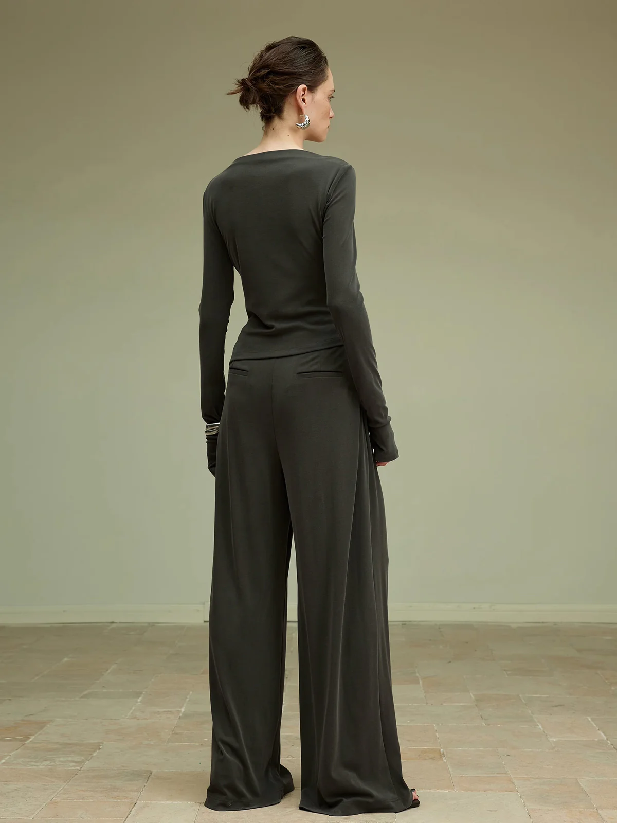 Pleated Draped Jersey Pants - Image 2