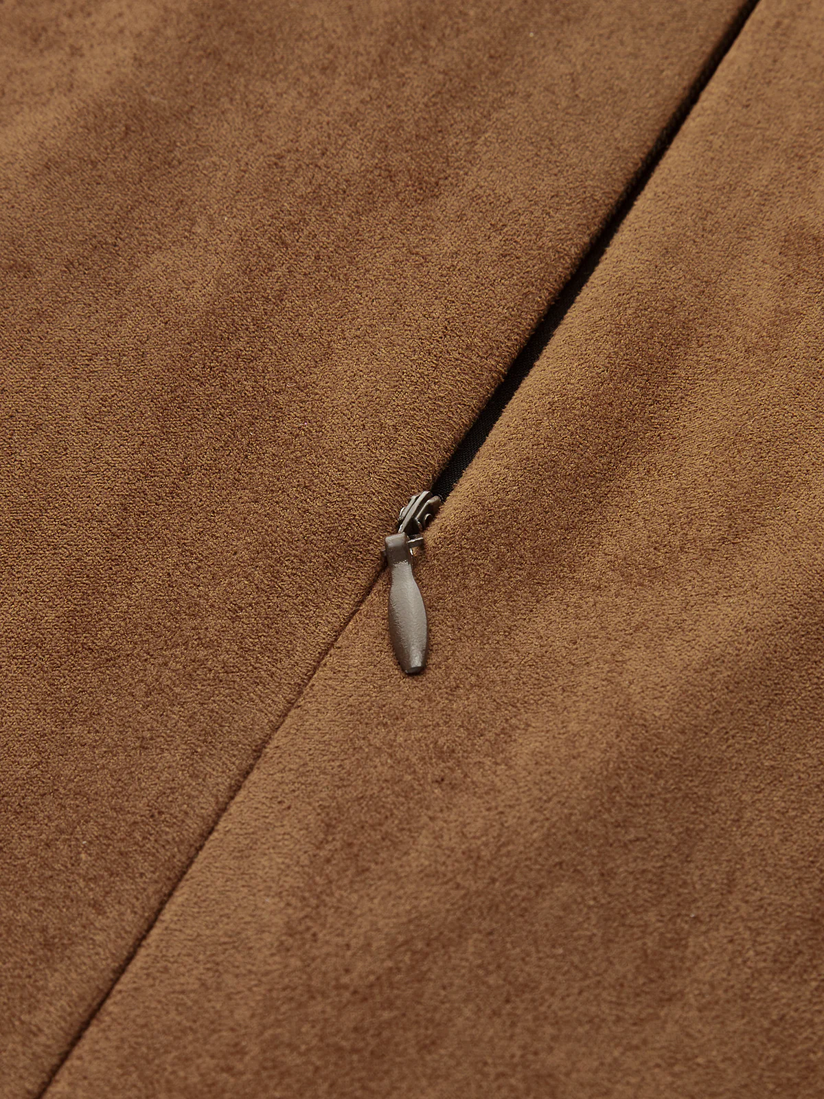 Pleated Faux Leather Hem Sleeveless Suede Effect Dress - Image 4