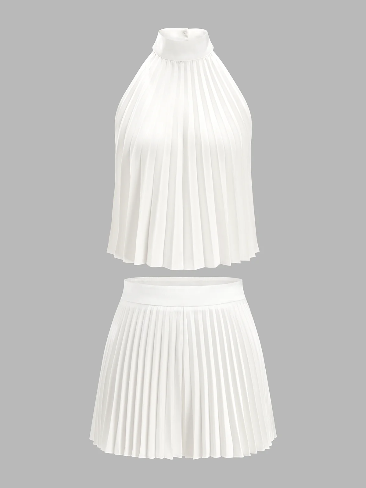 Pleated Halter Top & Shorts Set - Image 2