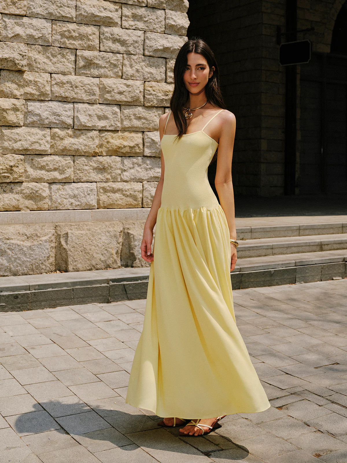 Pleated Hem Cami Sweater Dress - Image 4