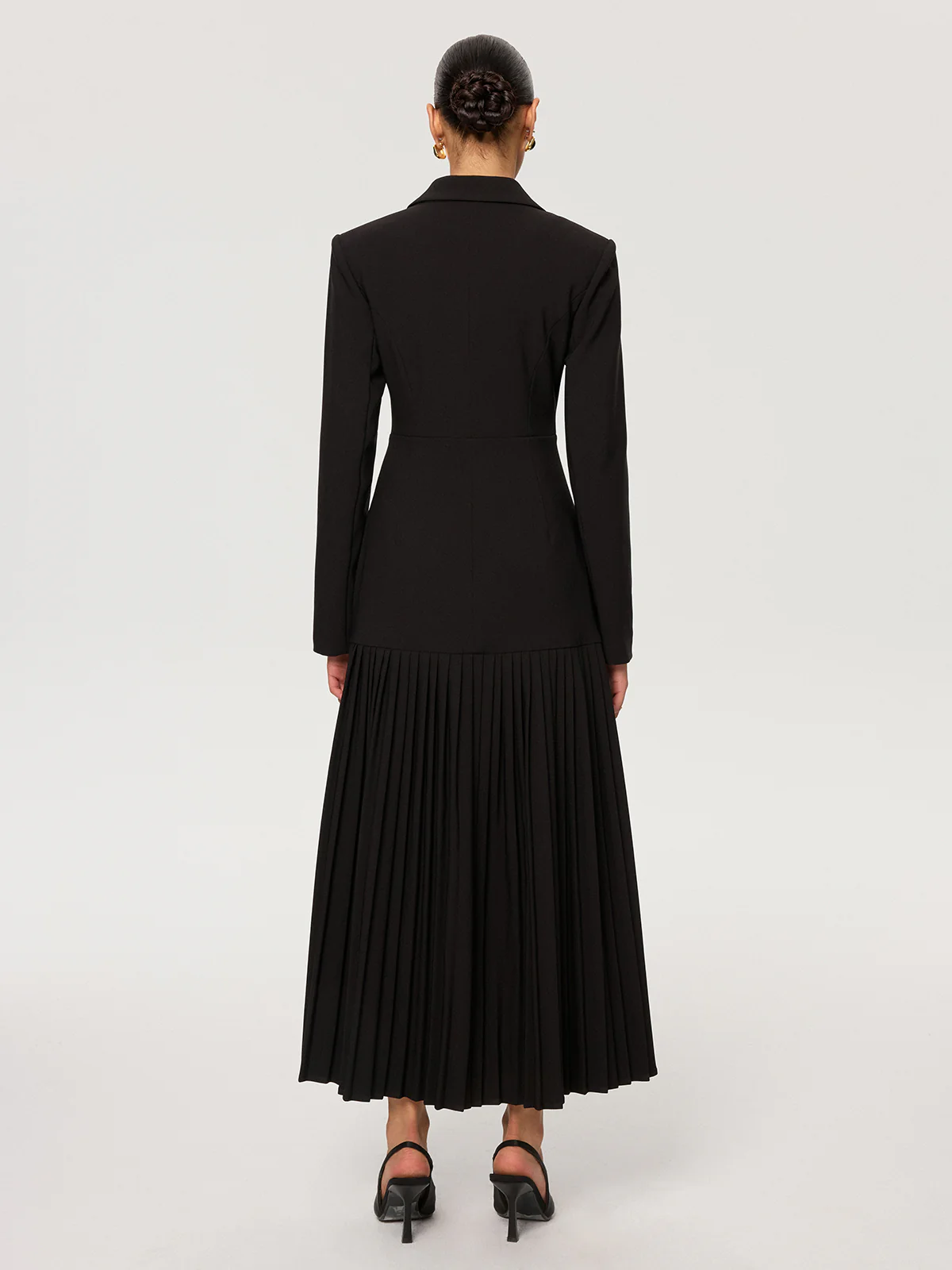 Pleated Hem Double-Breasted Blazer Coat - Image 6