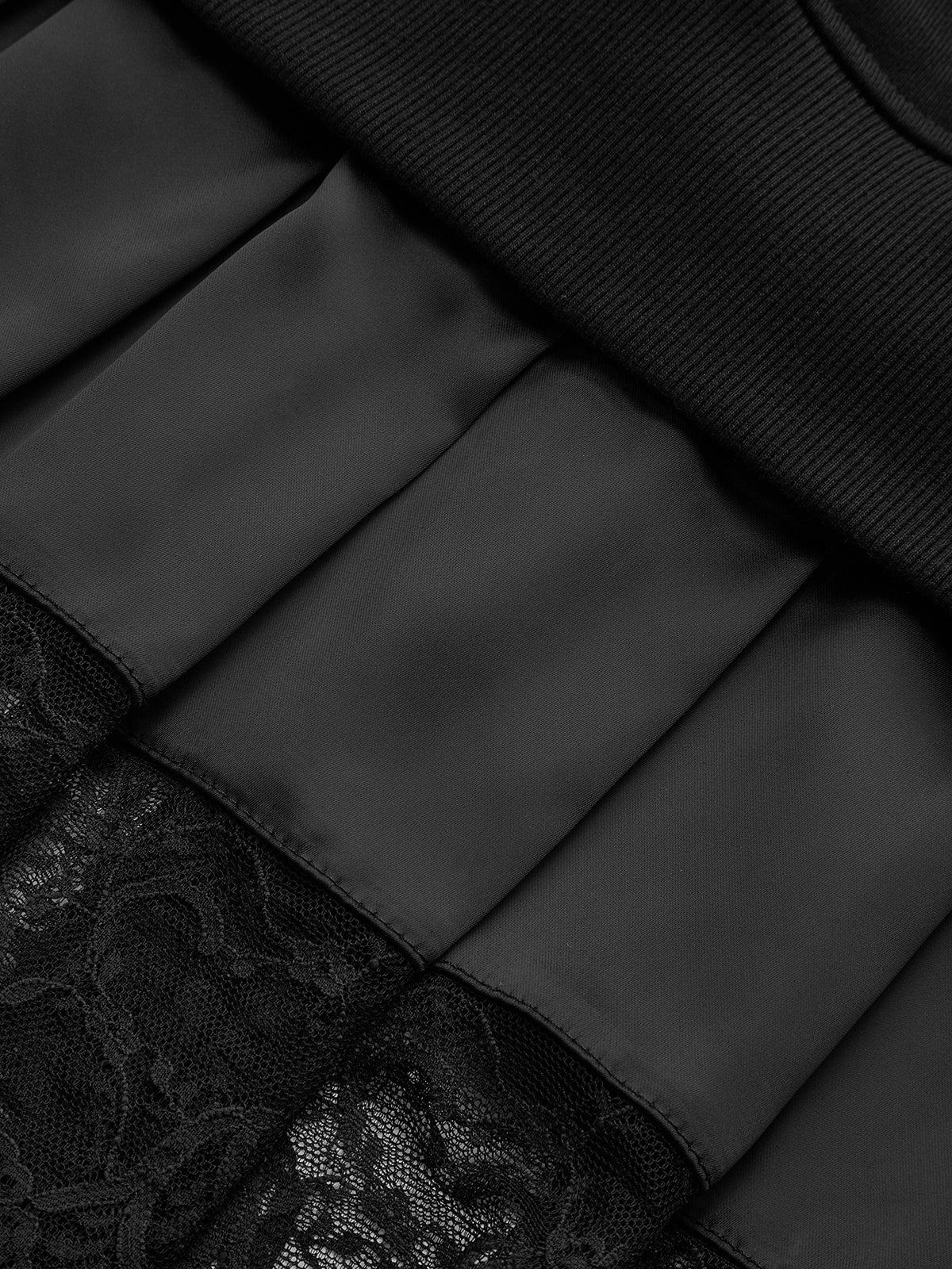 Pleated Hem Lace-Trimmed Sweatshirt Dress - Image 4