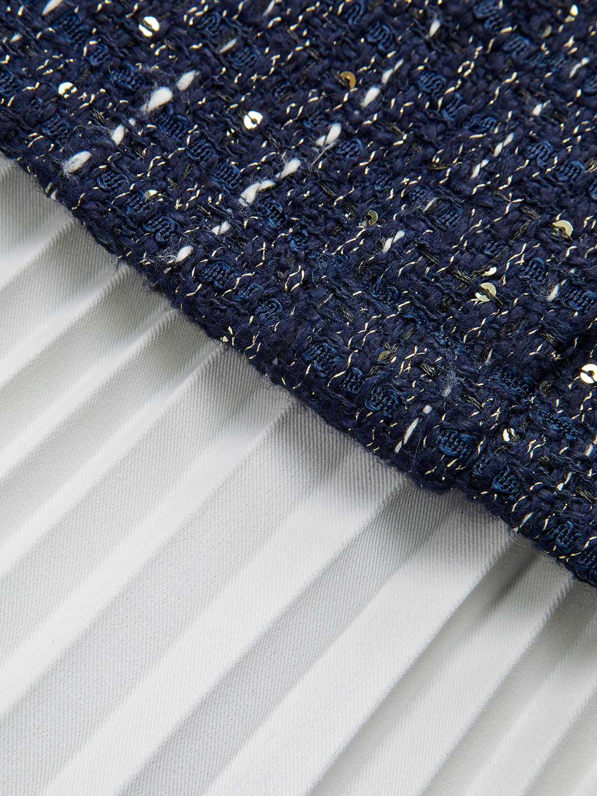 Pleated Hem Panel Tweed Belted Mini Dress - Image 4
