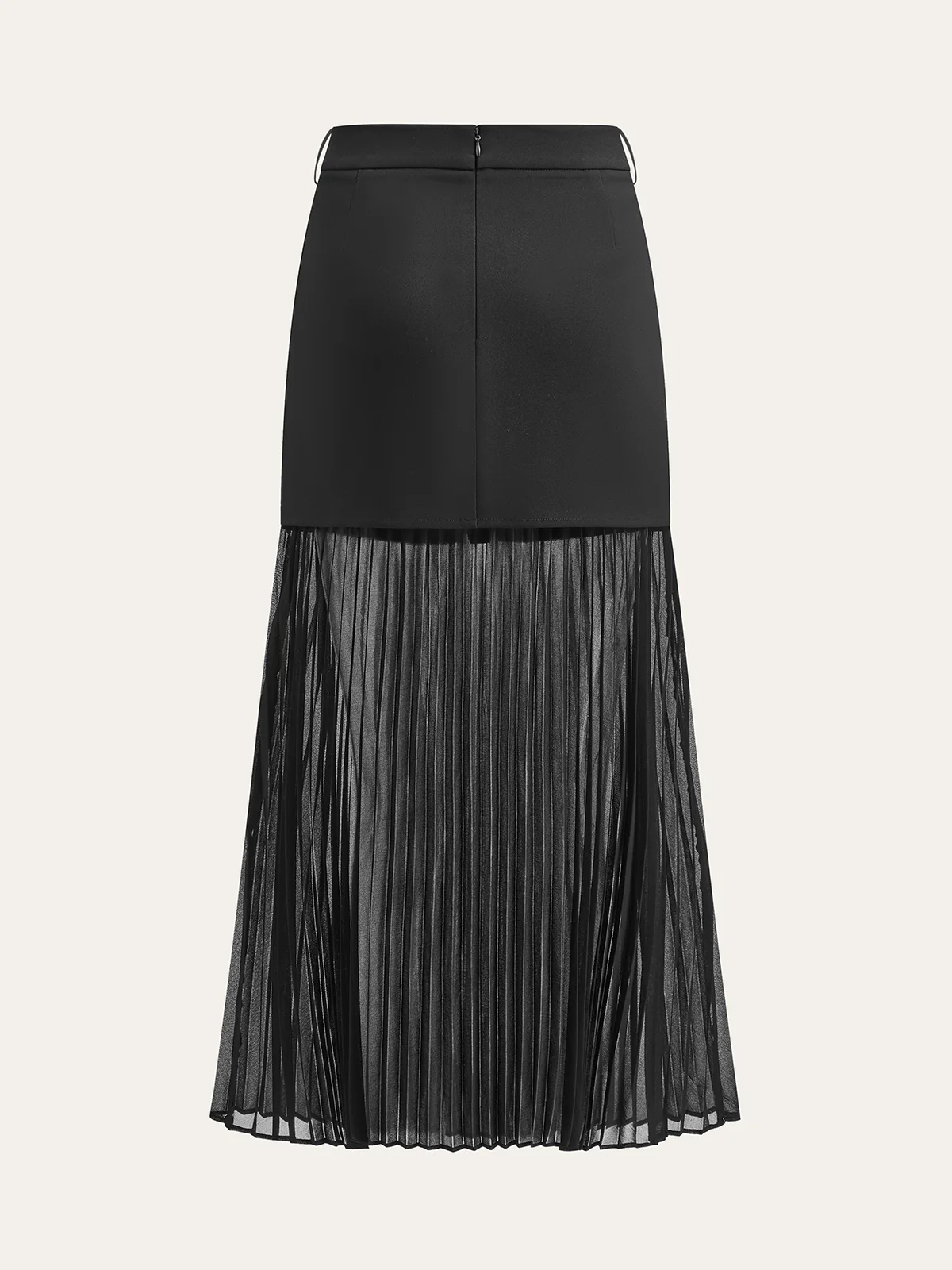 Pleated Mesh Hem Midi Skirt - Image 3