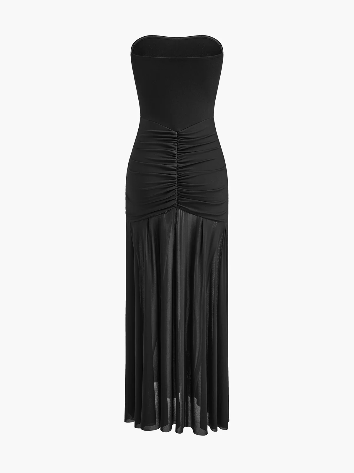 Pleated Mesh Tube Dress With Shawl - Image 3