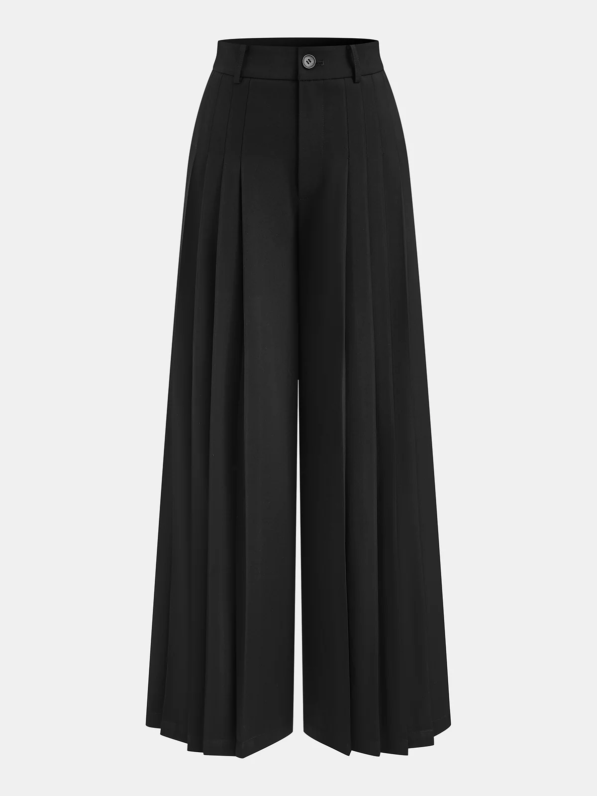 Pleated Mid-Waist Wide-Leg Pants