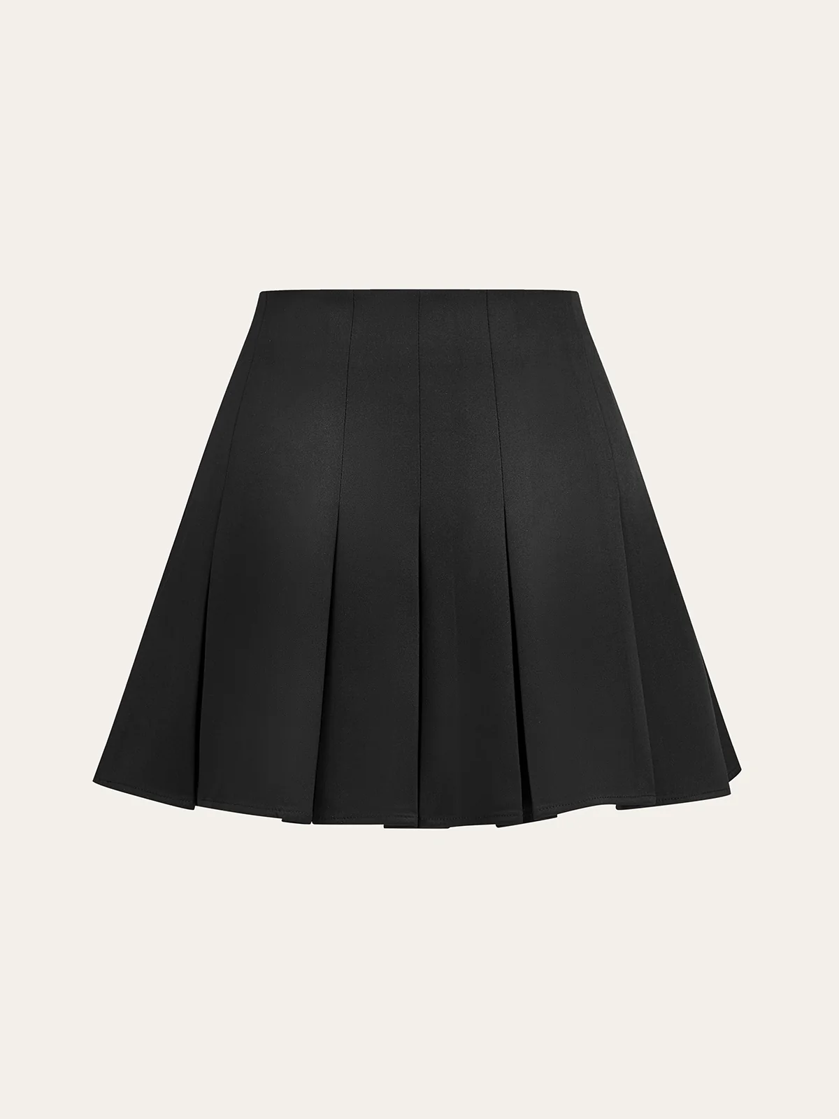 Pleated Mini Skirt with Decor Button - Image 2
