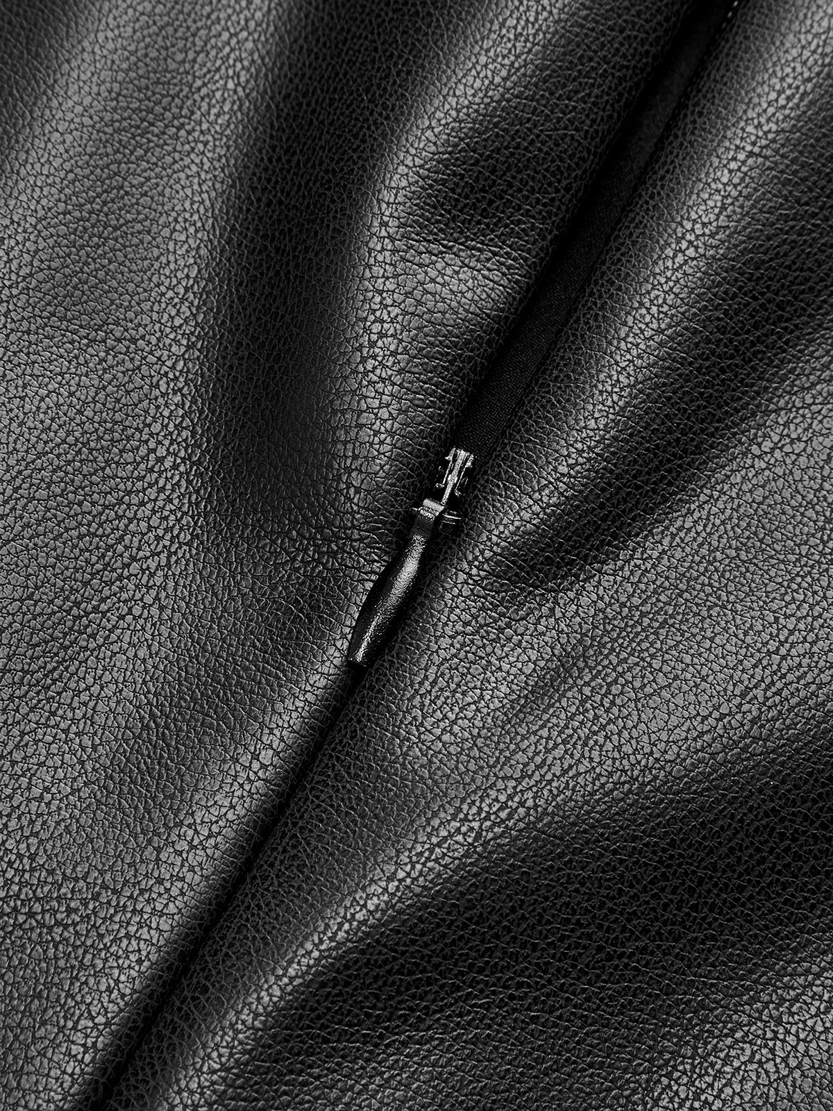 Pleated Panel Sleeveless PU Leather Dress - Image 5