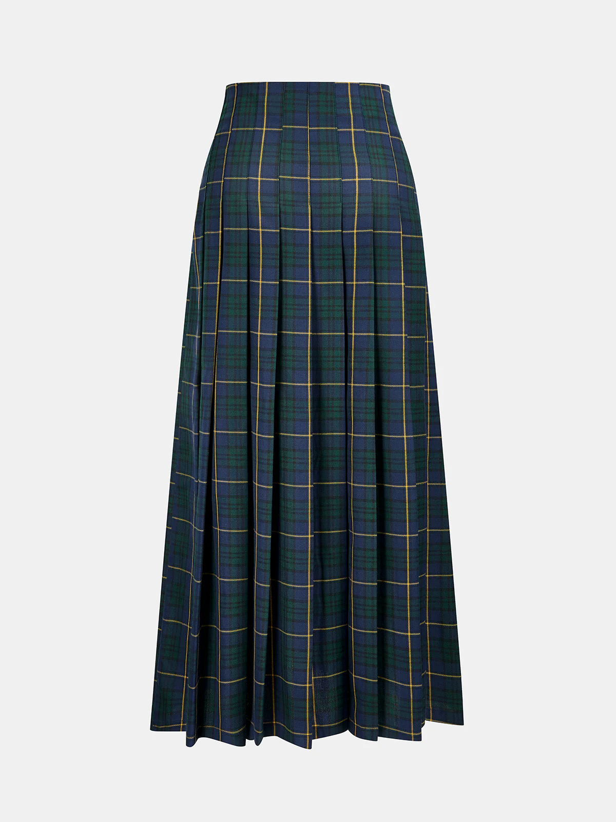 Pleated Plaid Buckle Maxi Skirt - Image 2