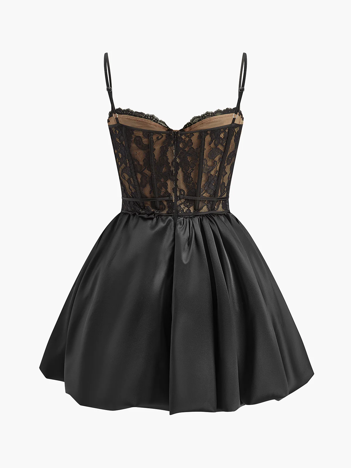 Pleated Satin-Hem Lace Cami Dress - Image 2