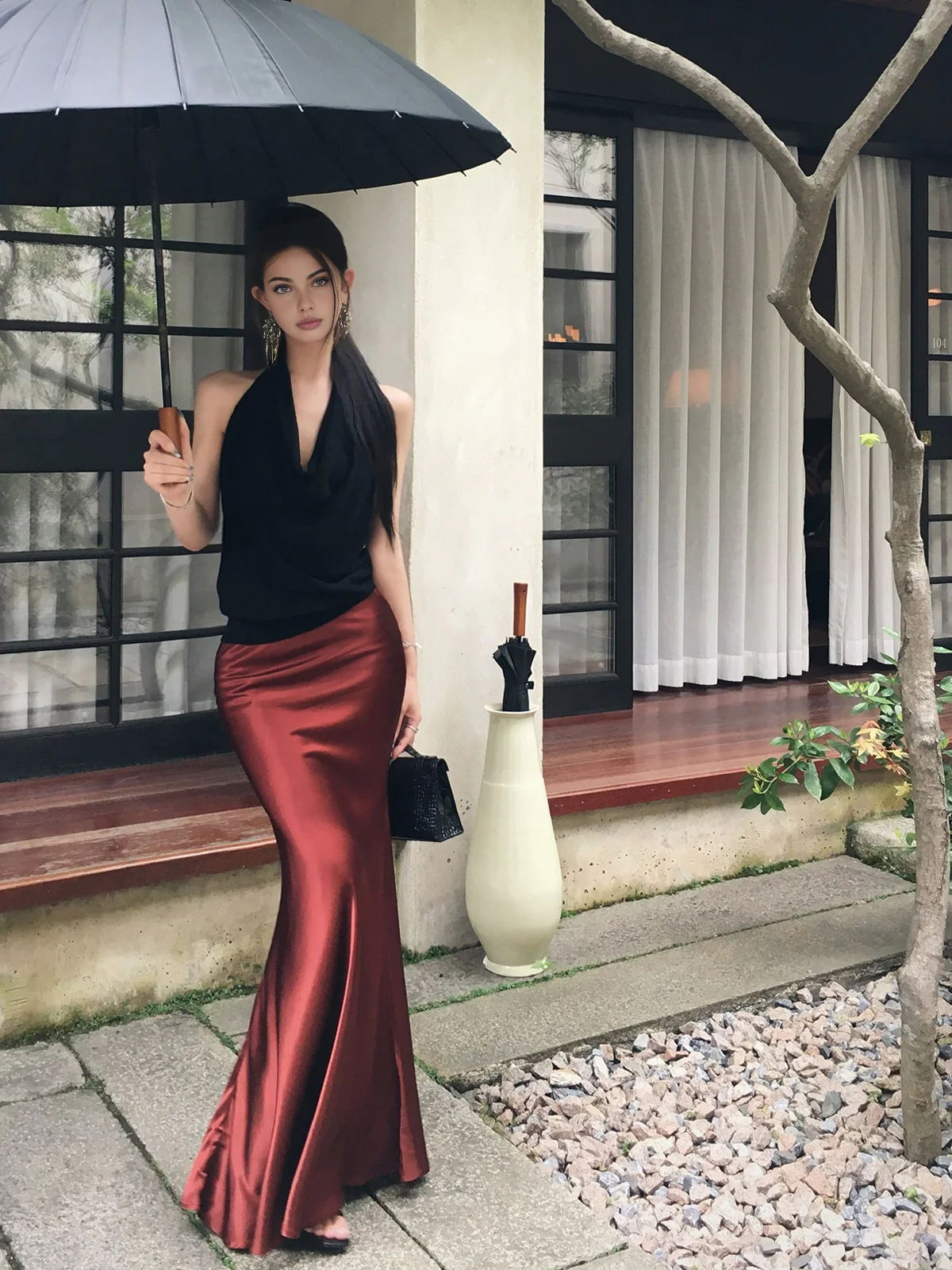 Pleated Satin Maxi Skirt - Image 2