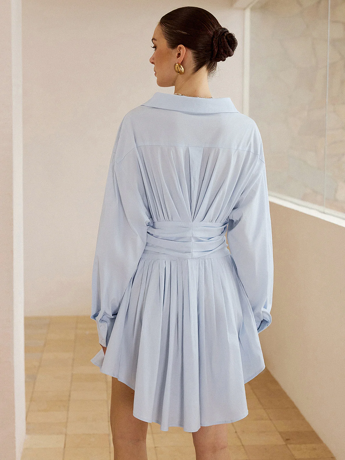 Pleated Shirt Mini Dress - Image 6