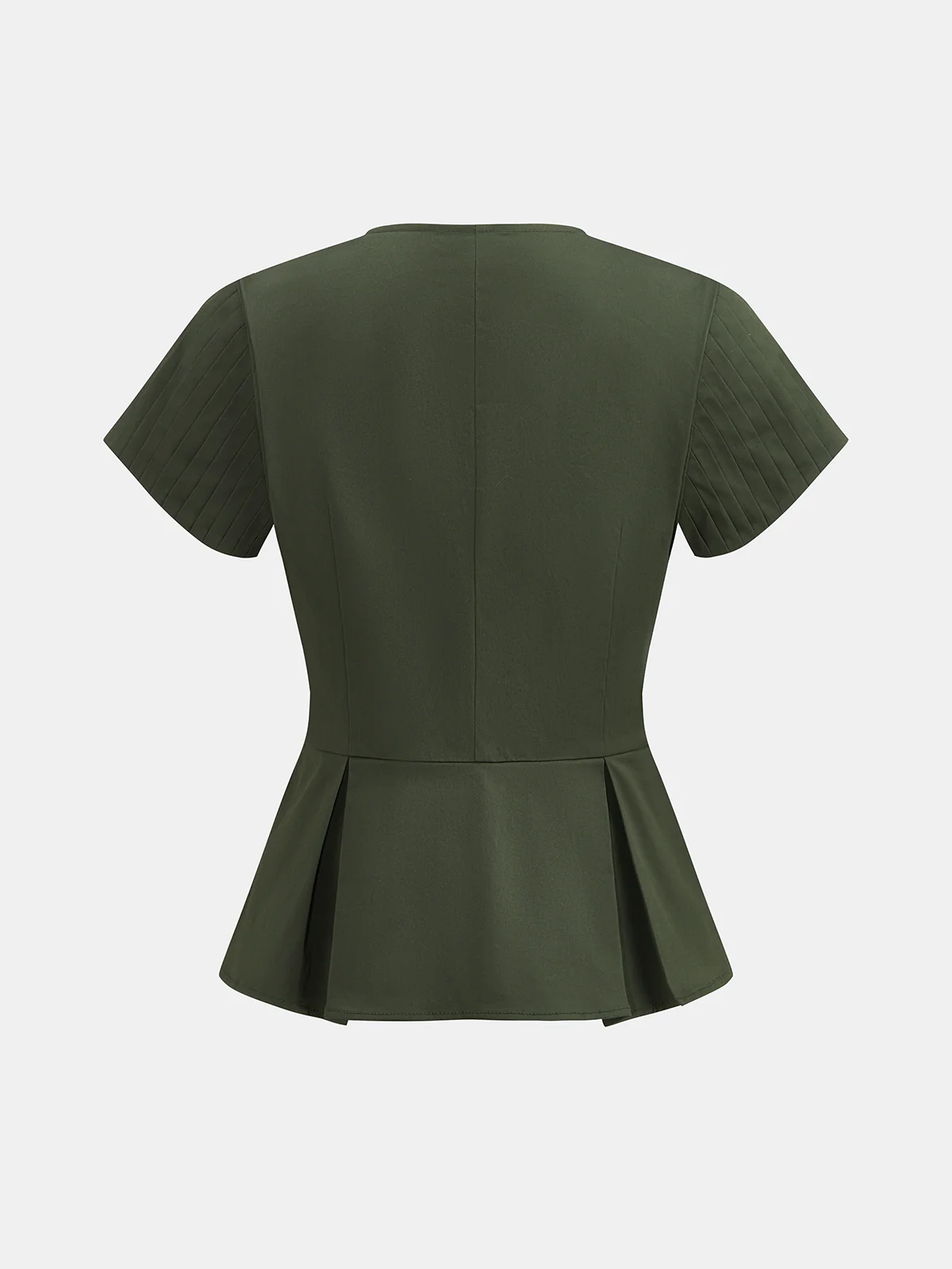 Pleated Sleeve Peplum Top & Shorts Set - Image 3