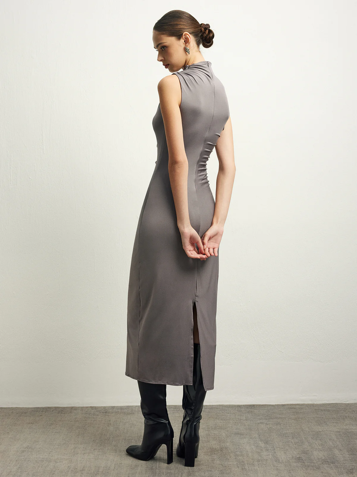Pleated Split Jersey Tank Dress - Image 5