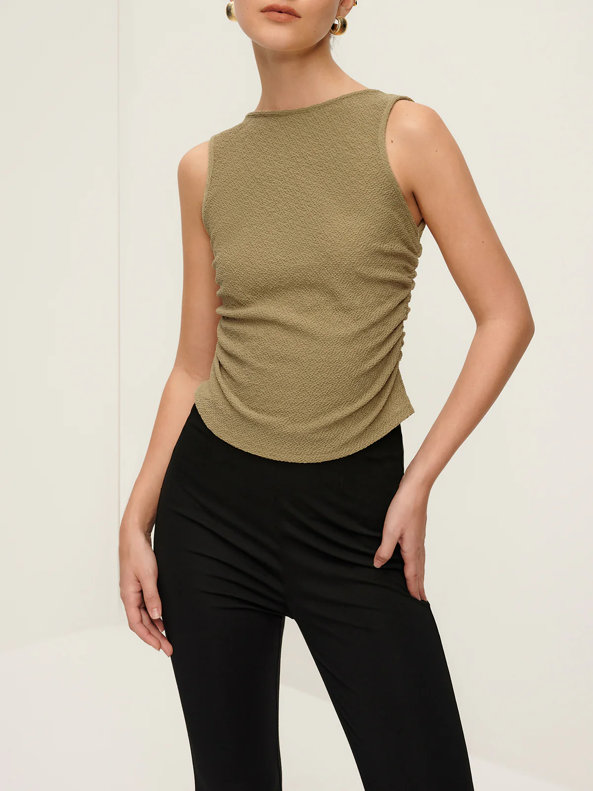 Pleated Tie Back Plisse Tank Top - Image 3