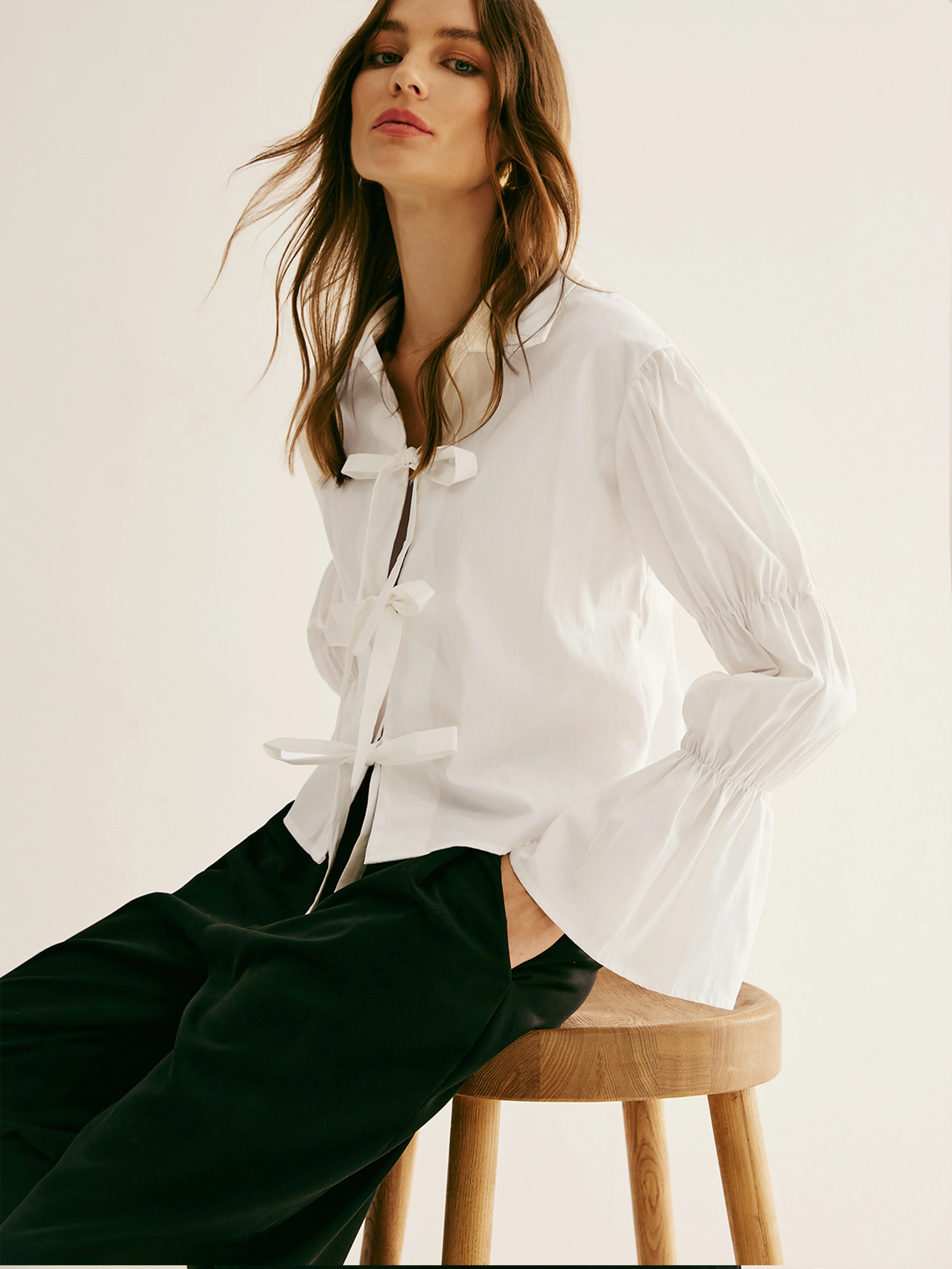 Pleated Tie Front Polo Shirt - Image 2