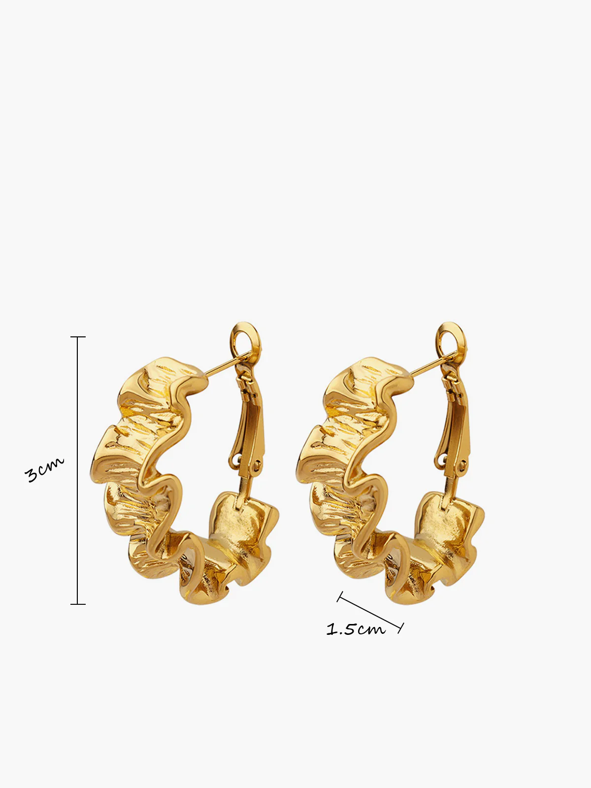 Pleated Wave Textured Hoop Earrings - Image 4
