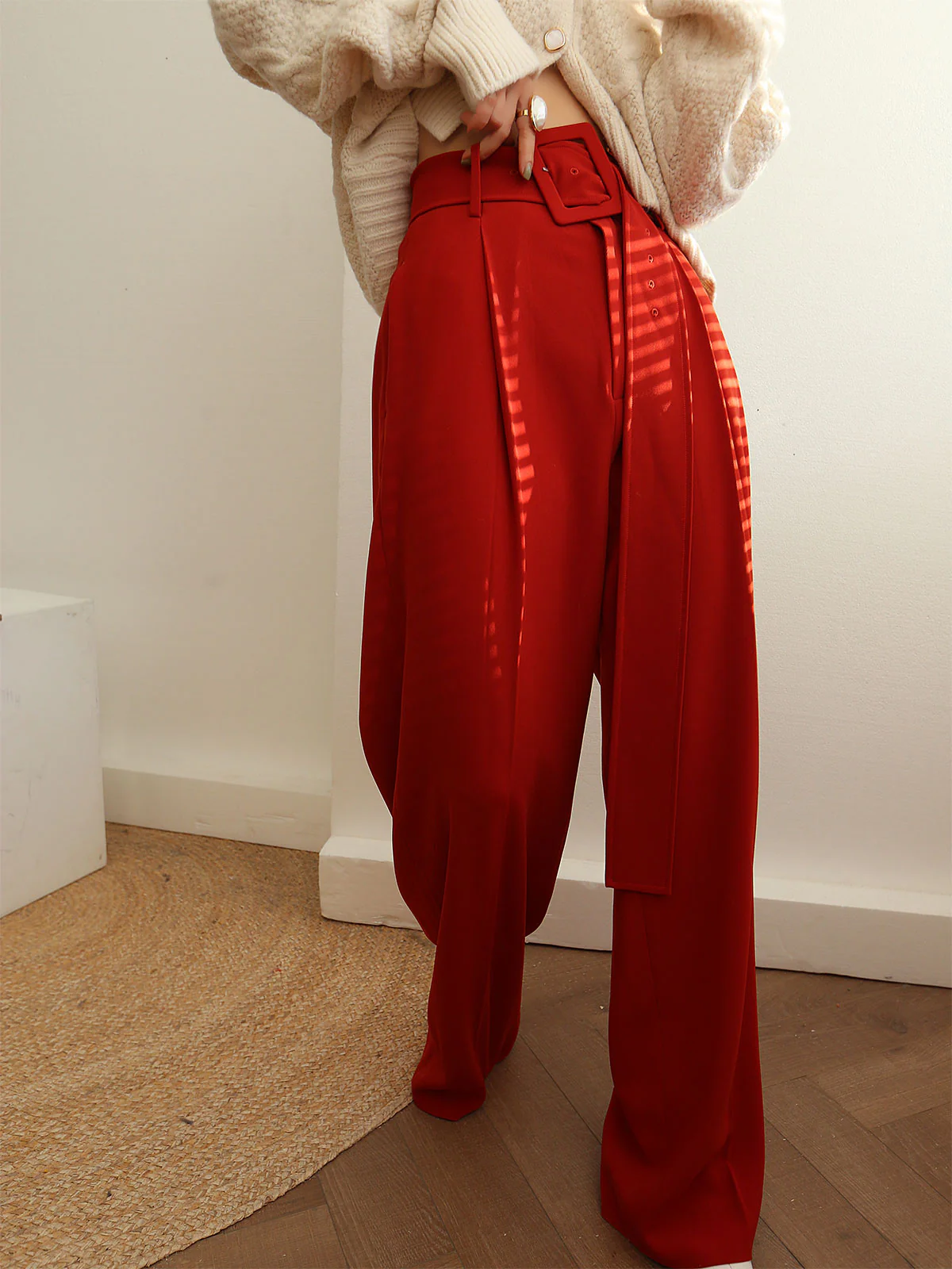 Pleated Wide Belted Pants - Image 3