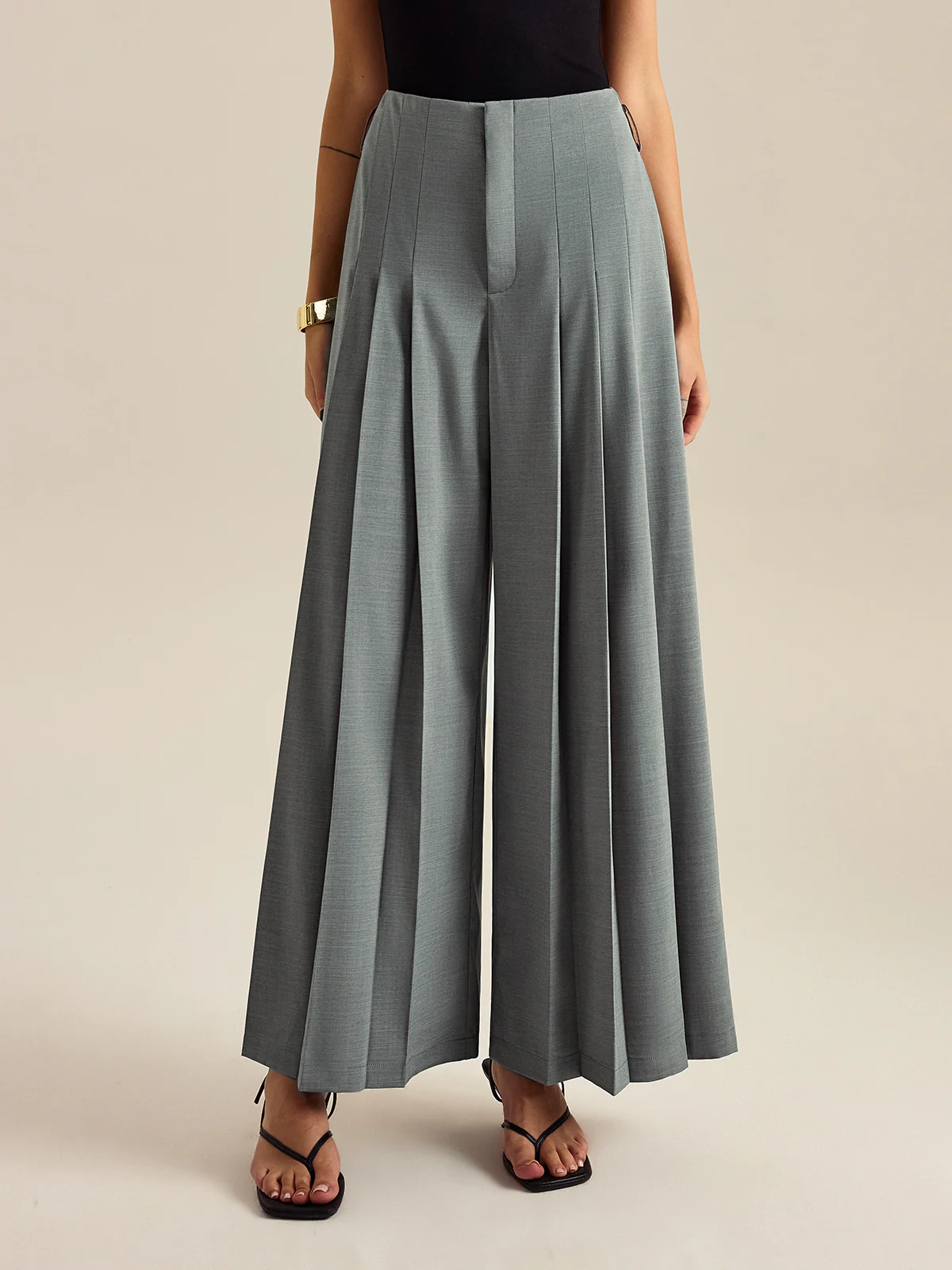 Pleated Wide-Leg Pants - Image 4