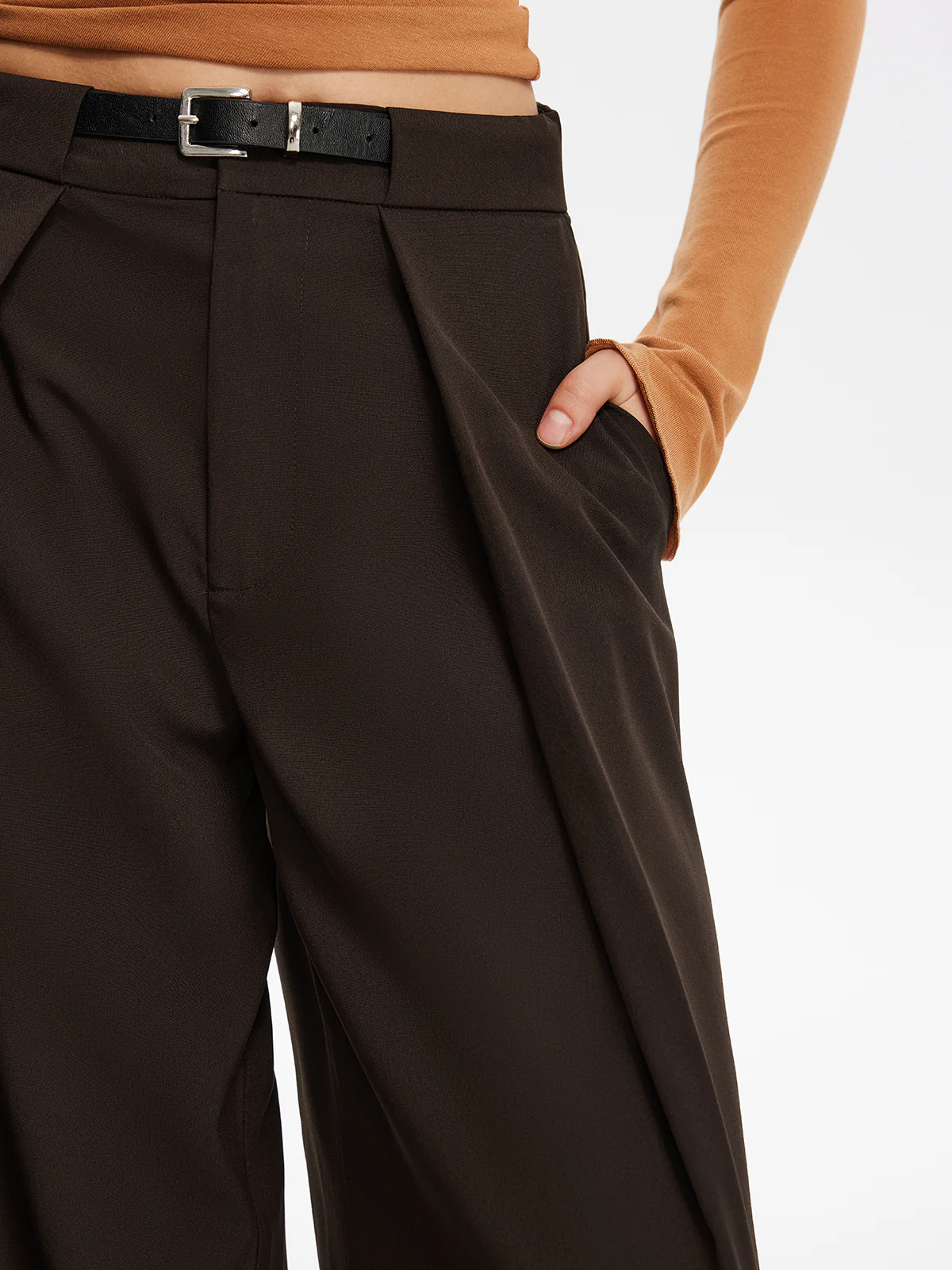 Pleated Wide-Leg Pants With Belt - Image 5