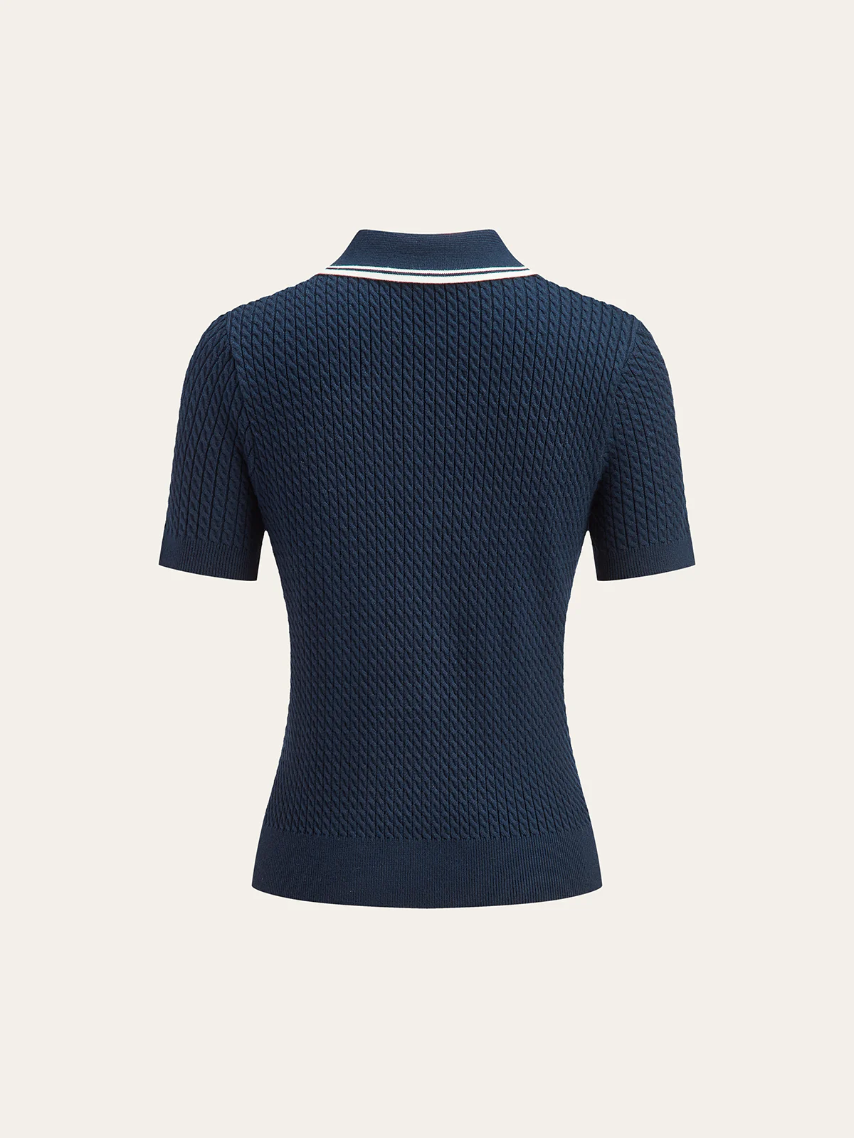 Plisse Lapel Knit Top - Image 3