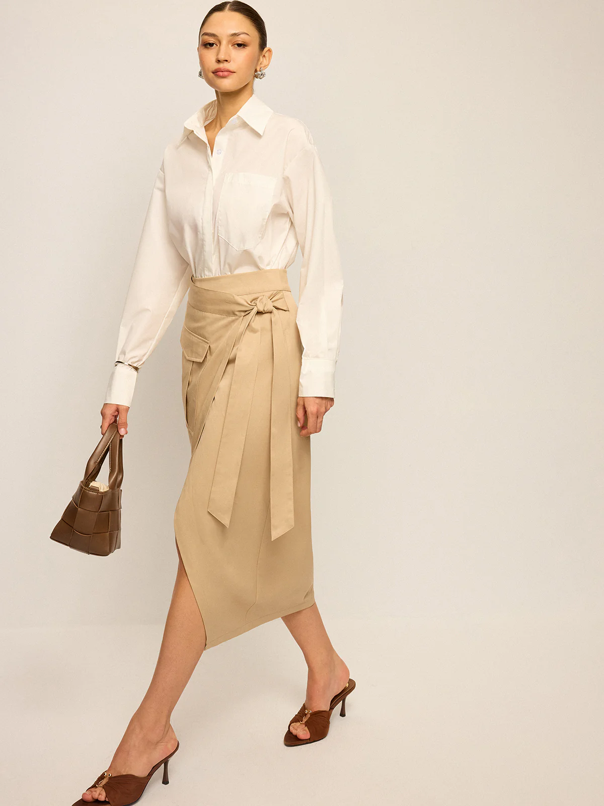 Pocket Wrap Midi Skirt - Image 2