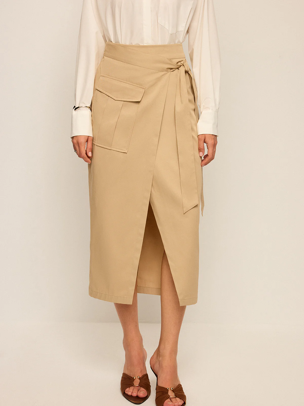 Pocket Wrap Midi Skirt - Image 5