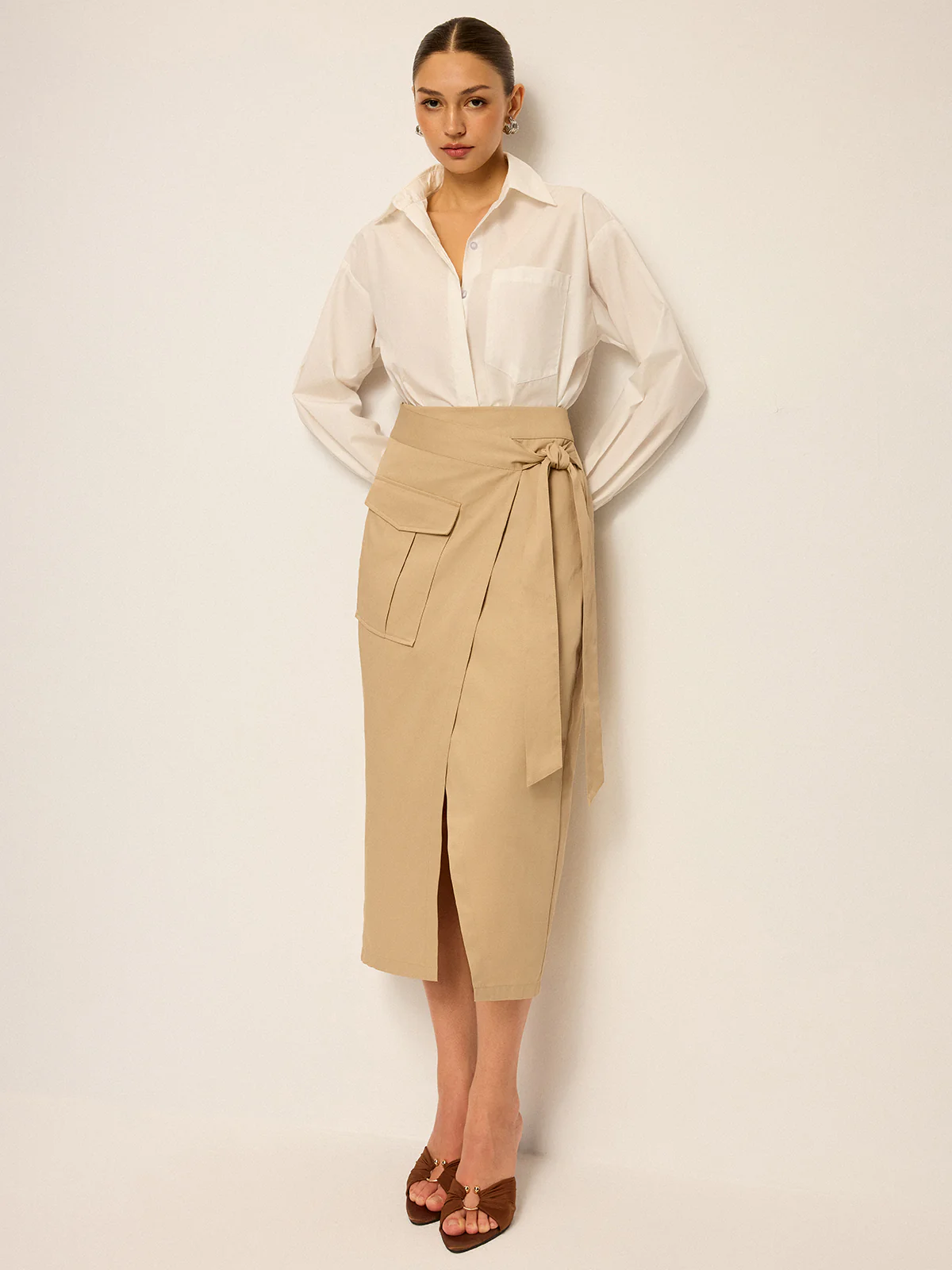 Pocket Wrap Midi Skirt - Image 6