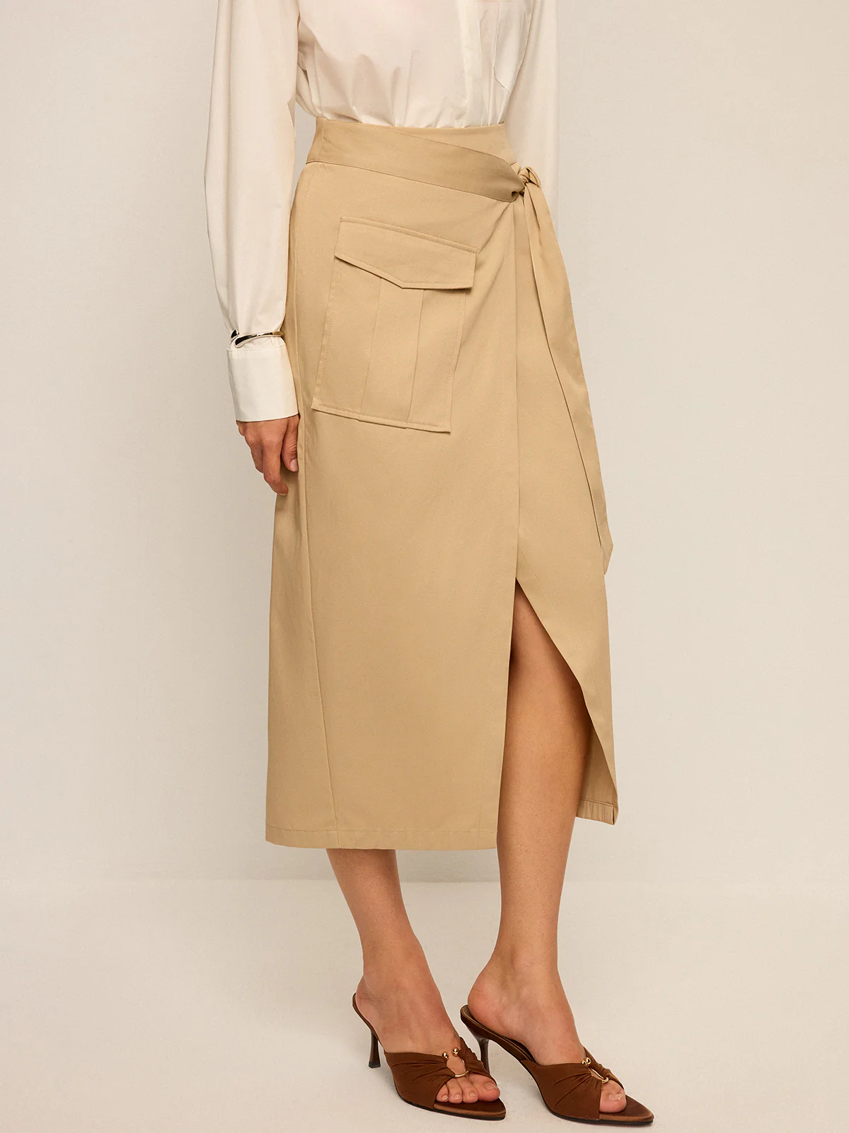 Pocket Wrap Midi Skirt - Image 7