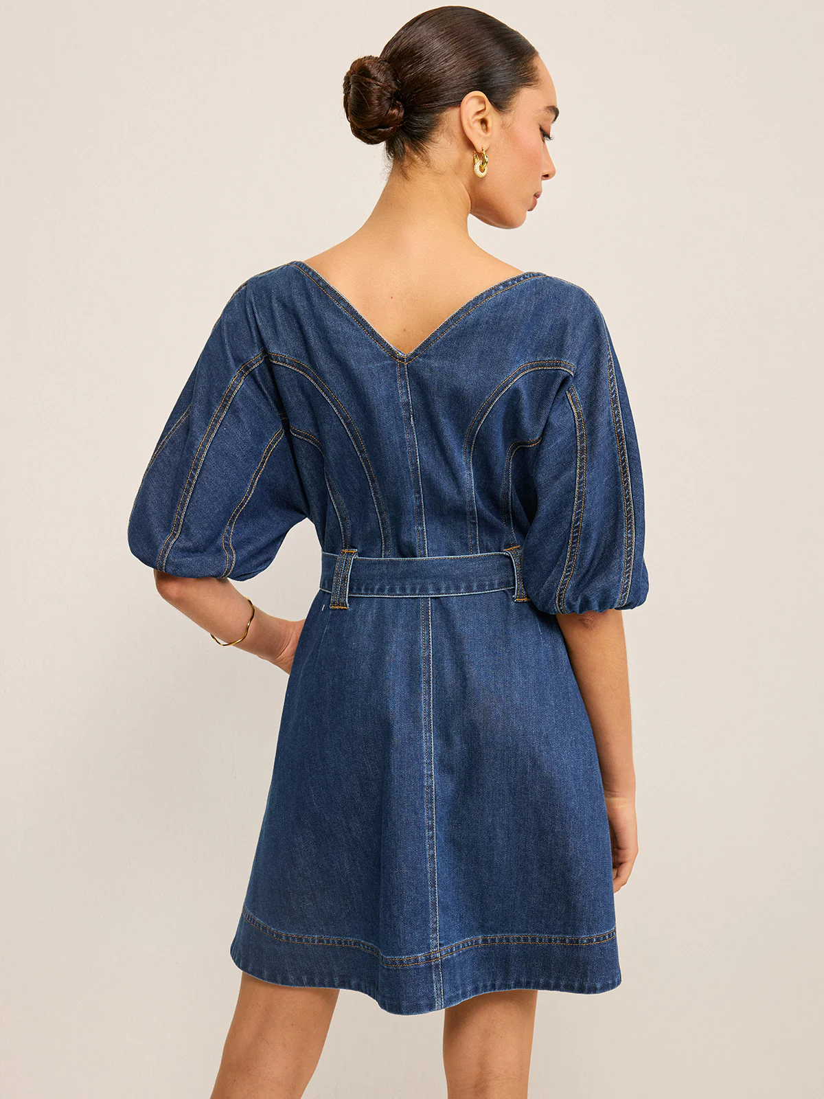 Pocketed Belted Denim Dress - Image 7