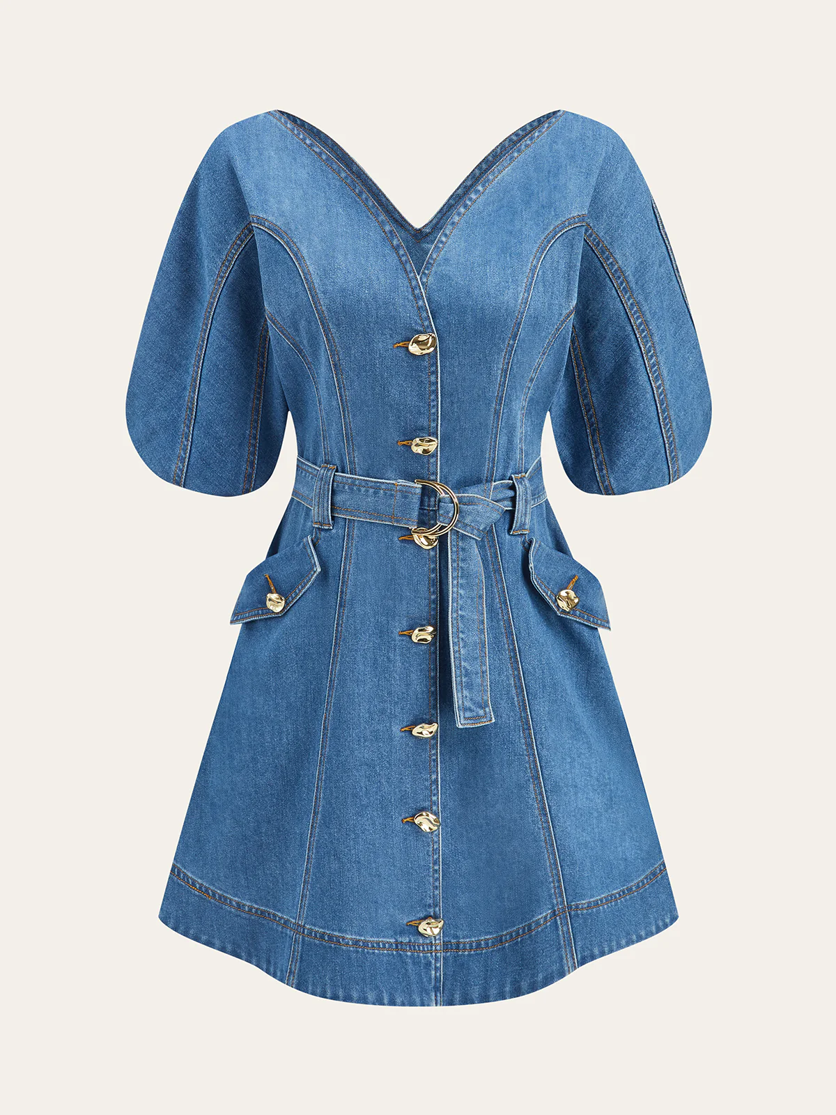 Pocketed Belted Denim Dress - Image 9