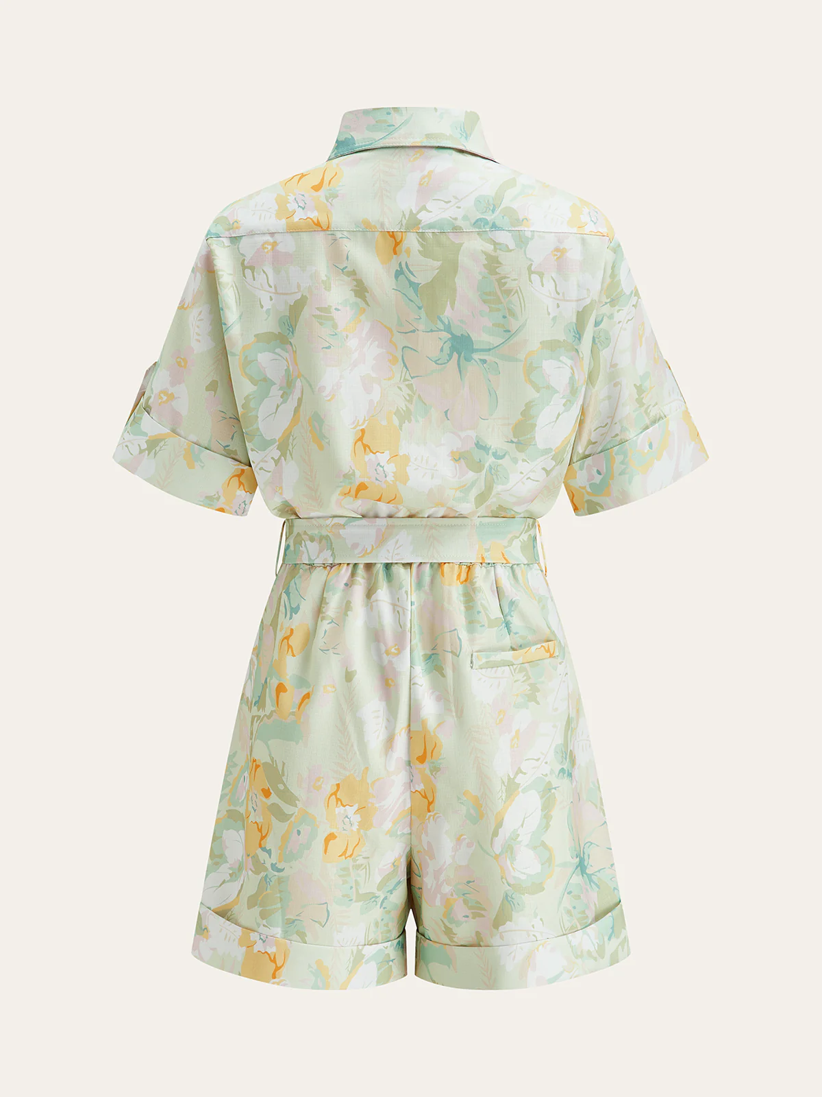 Pocketed Belted Floral Print Jumpsuits - Image 2