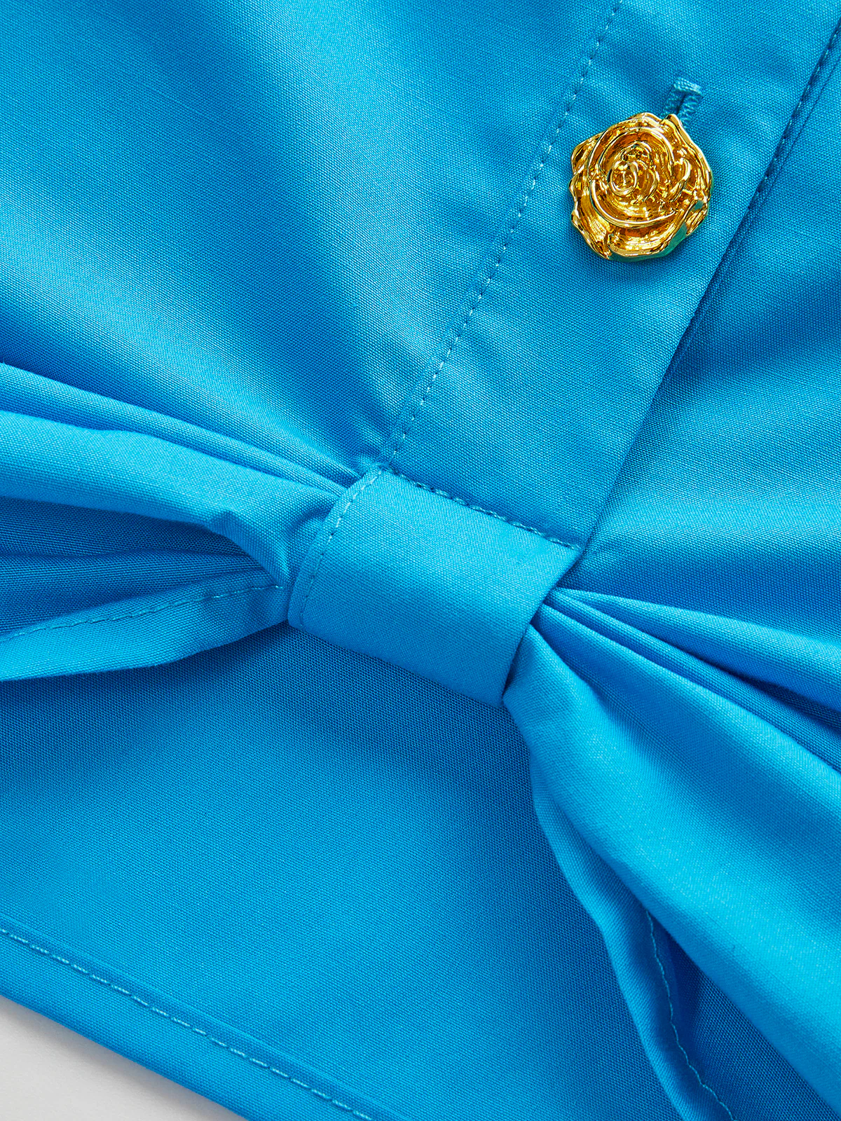 Pocketed Button-Up Blouse with Front Knot - Image 4