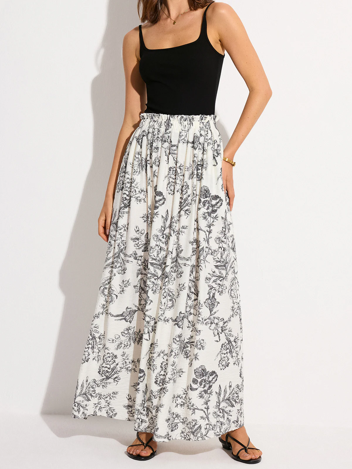 Pocketed Floral Print Maxi Skirt - Image 3