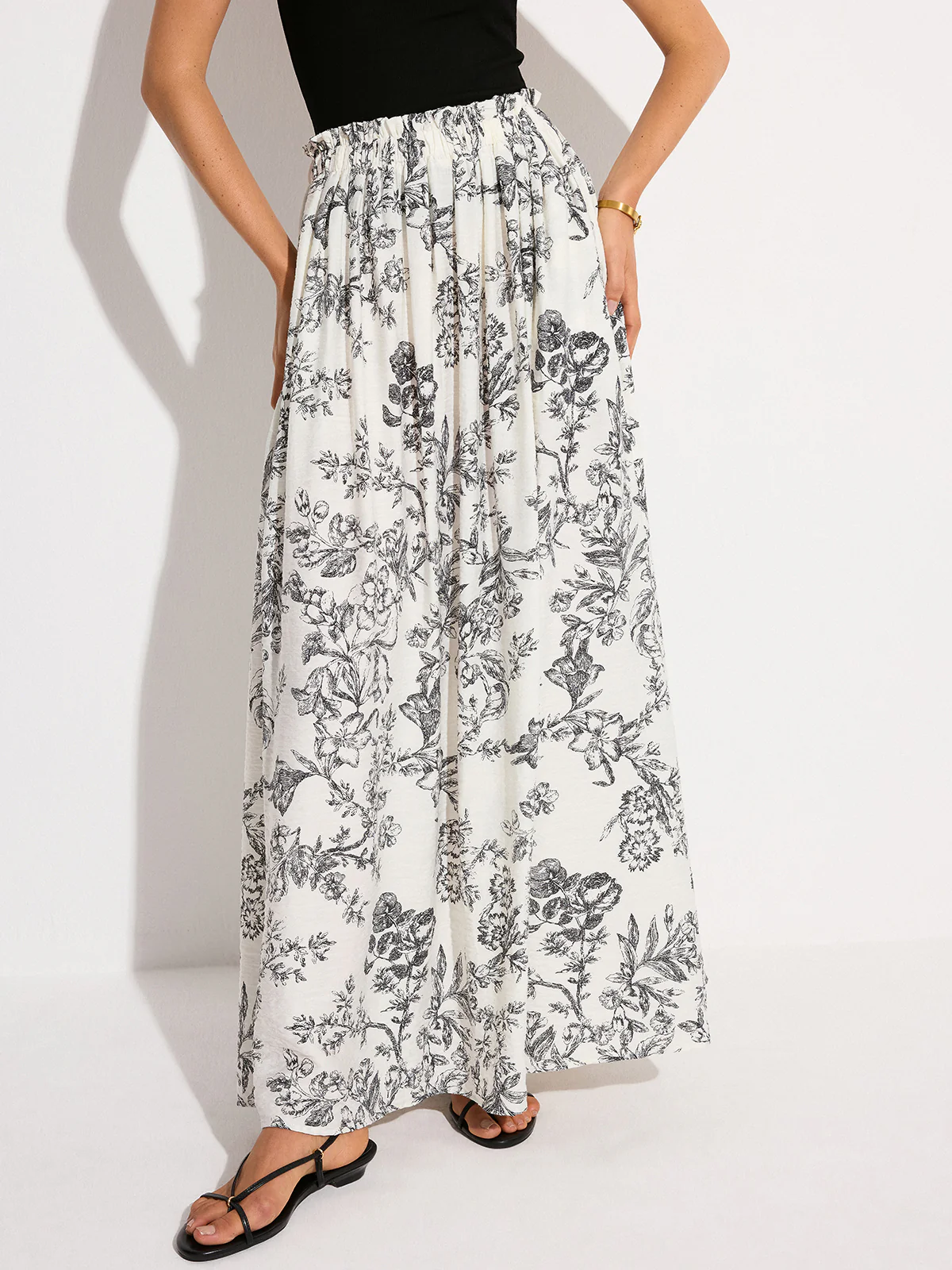 Pocketed Floral Print Maxi Skirt - Image 5