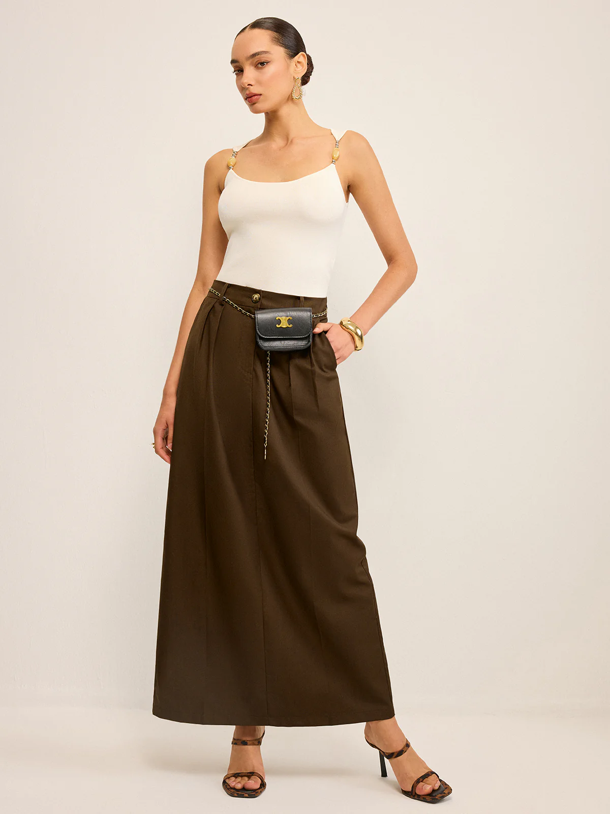 Pocketed High-Waisted Maxi Skirt - Image 2