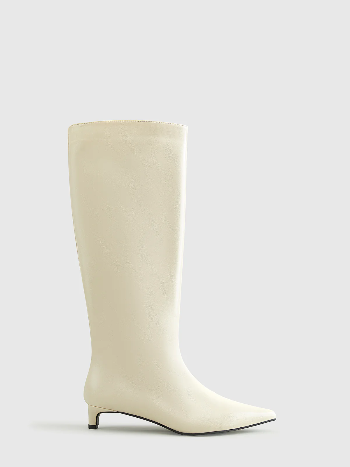 Pointed Toe Kitten Knee High Boots - Image 2